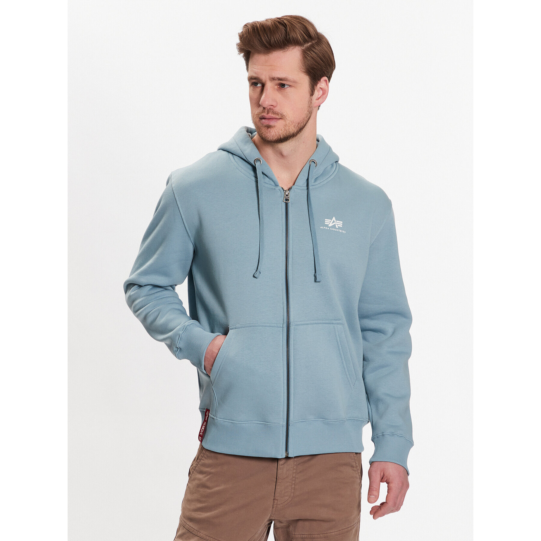 Alpha Industries Суитшърт Basic Zip 118342 Син Regular Fit - Pepit.bg
