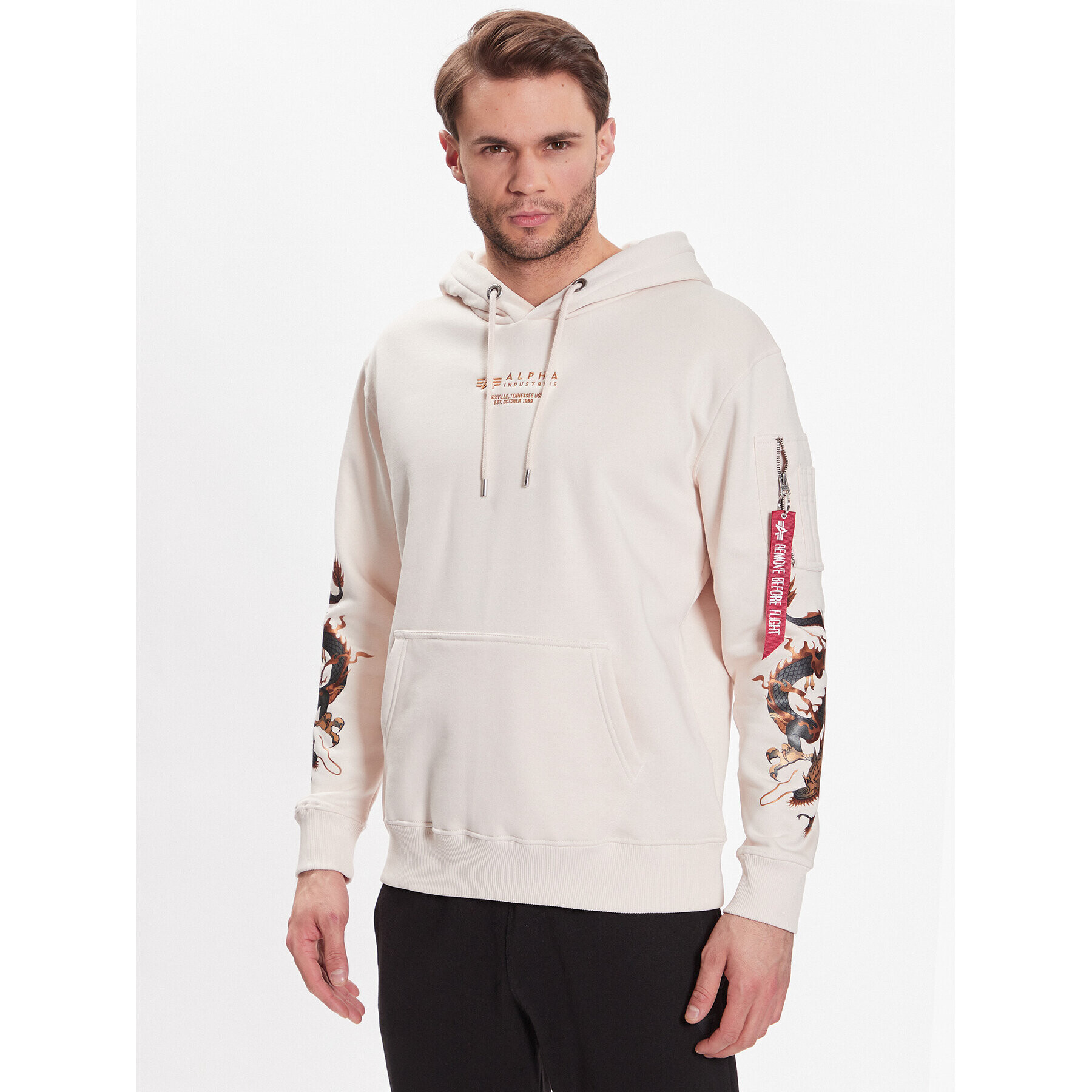 Alpha Industries Суитшърт Dragon EMB 136334 Бял Regular Fit - Pepit.bg