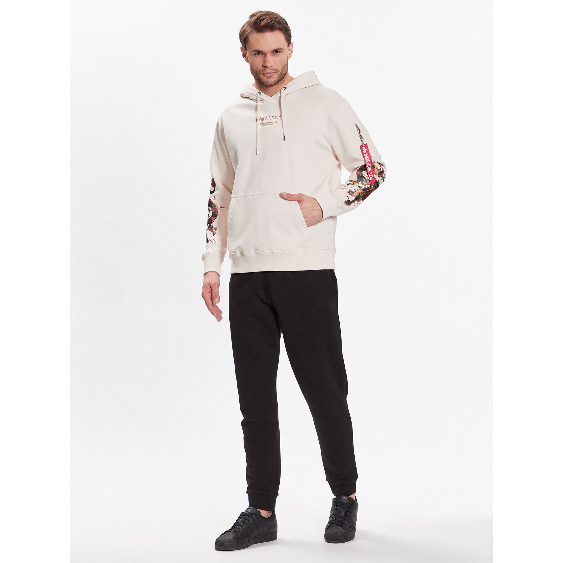 Alpha Industries Суитшърт Dragon EMB 136334 Бял Regular Fit - Pepit.bg