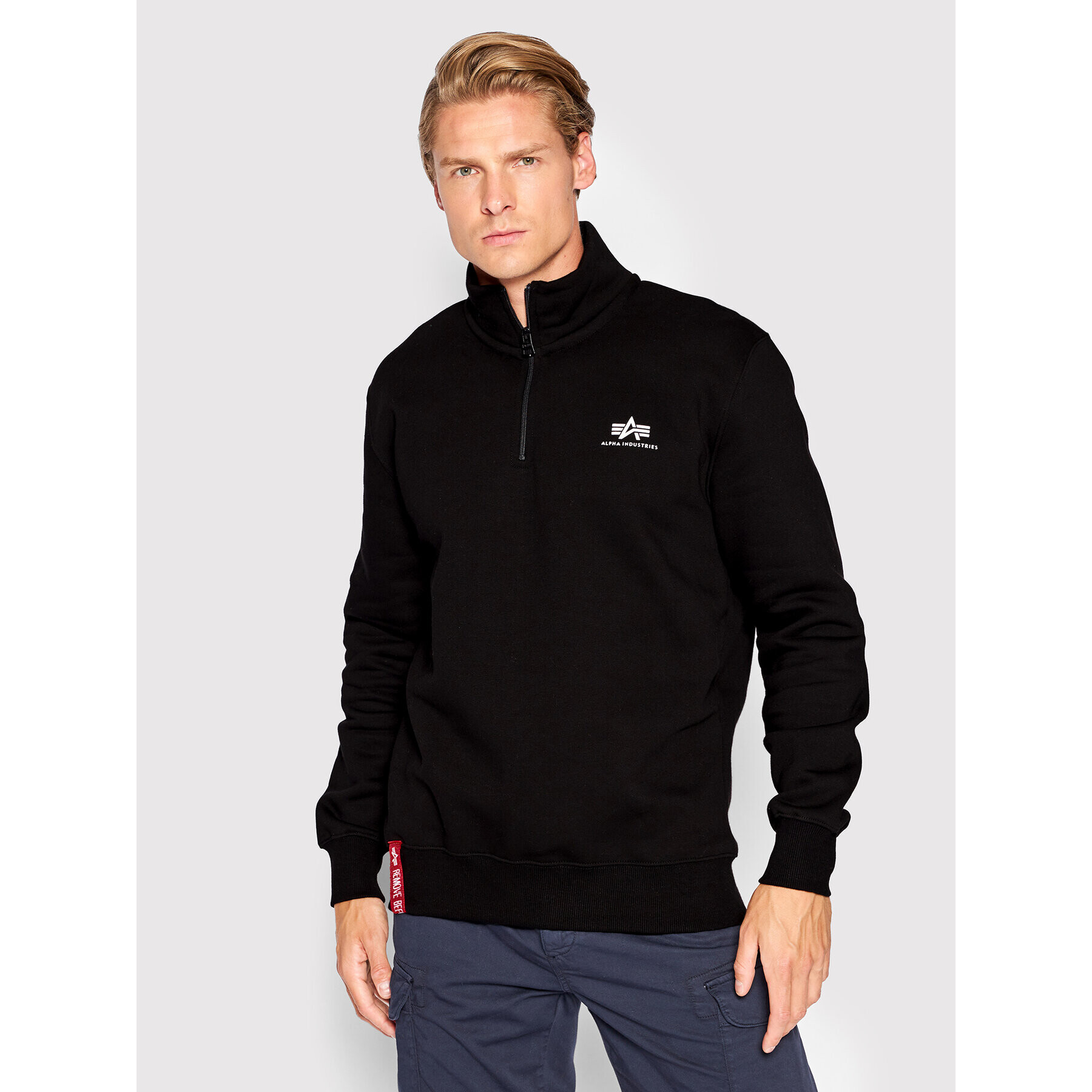 Alpha Industries Суитшърт Half Zip 108308 Черен Regular Fit - Pepit.bg