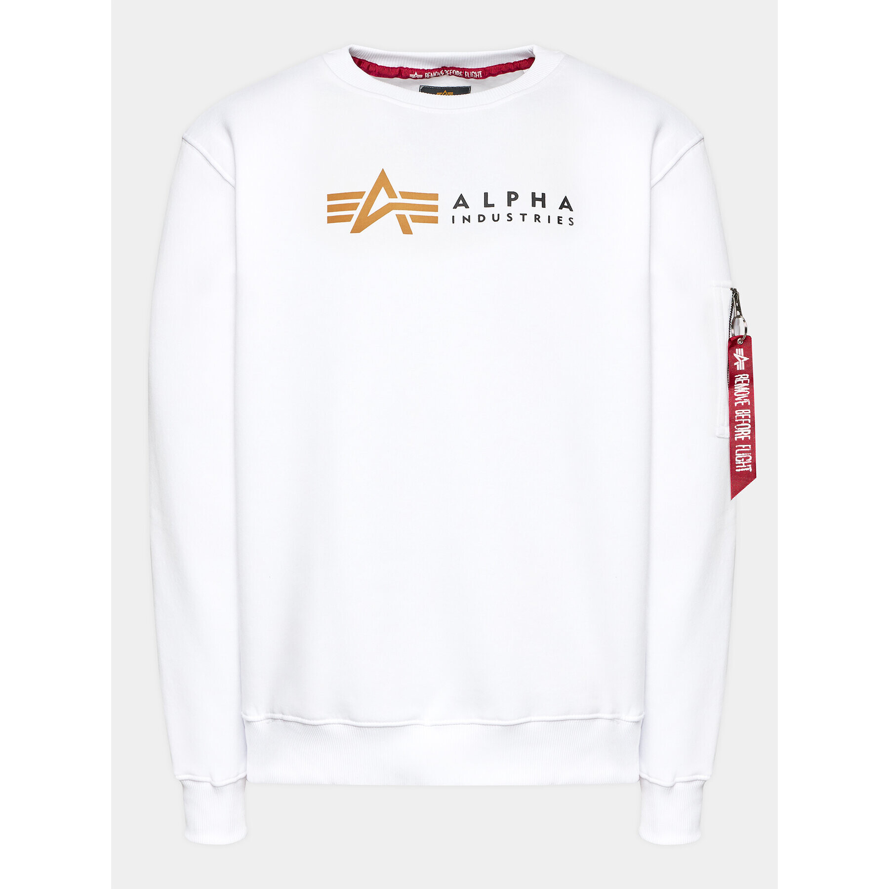 Alpha Industries Суитшърт Label 118312 Бял Regular Fit - Pepit.bg