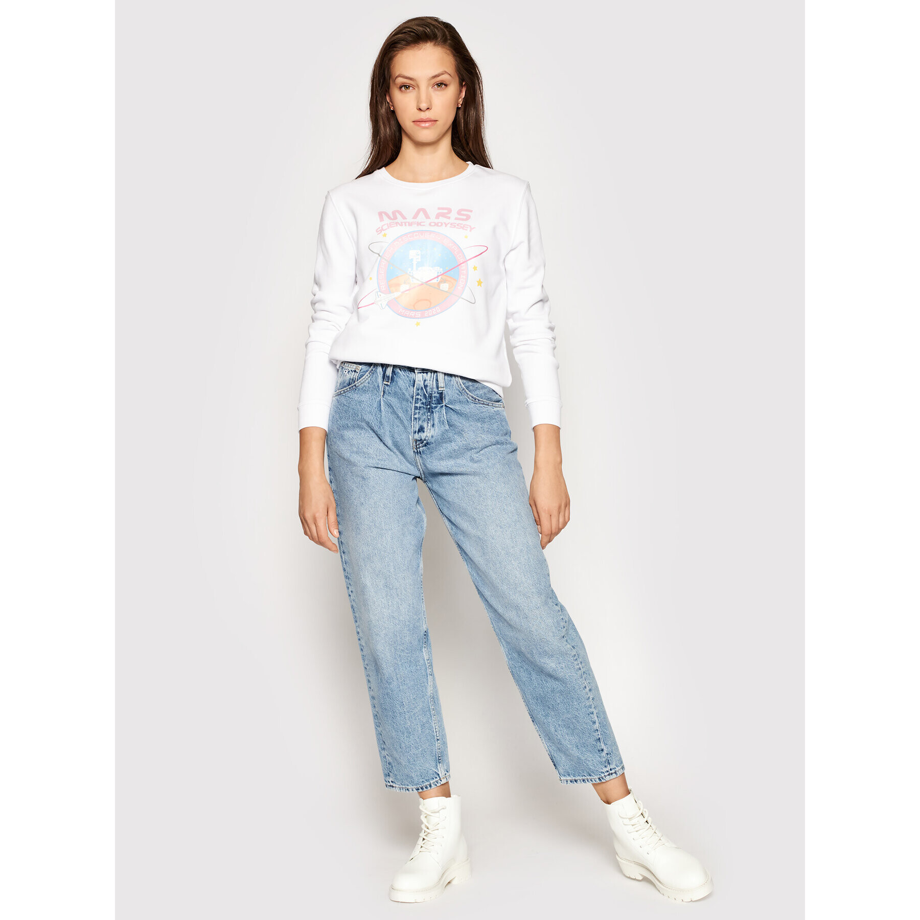 Alpha Industries Суитшърт Mission To Mars 126070 Бял Regular Fit - Pepit.bg