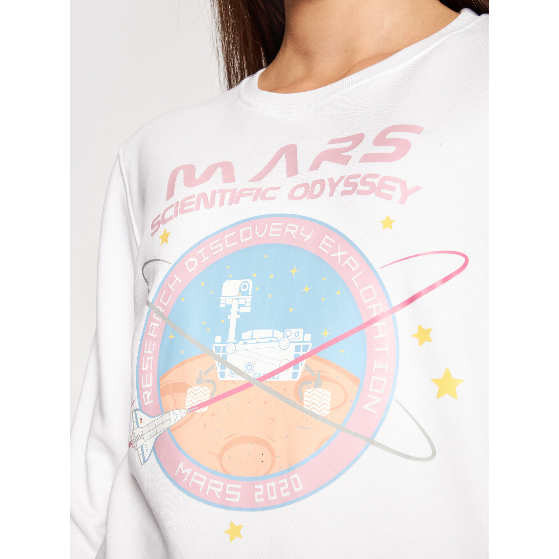 Alpha Industries Суитшърт Mission To Mars 126070 Бял Regular Fit - Pepit.bg