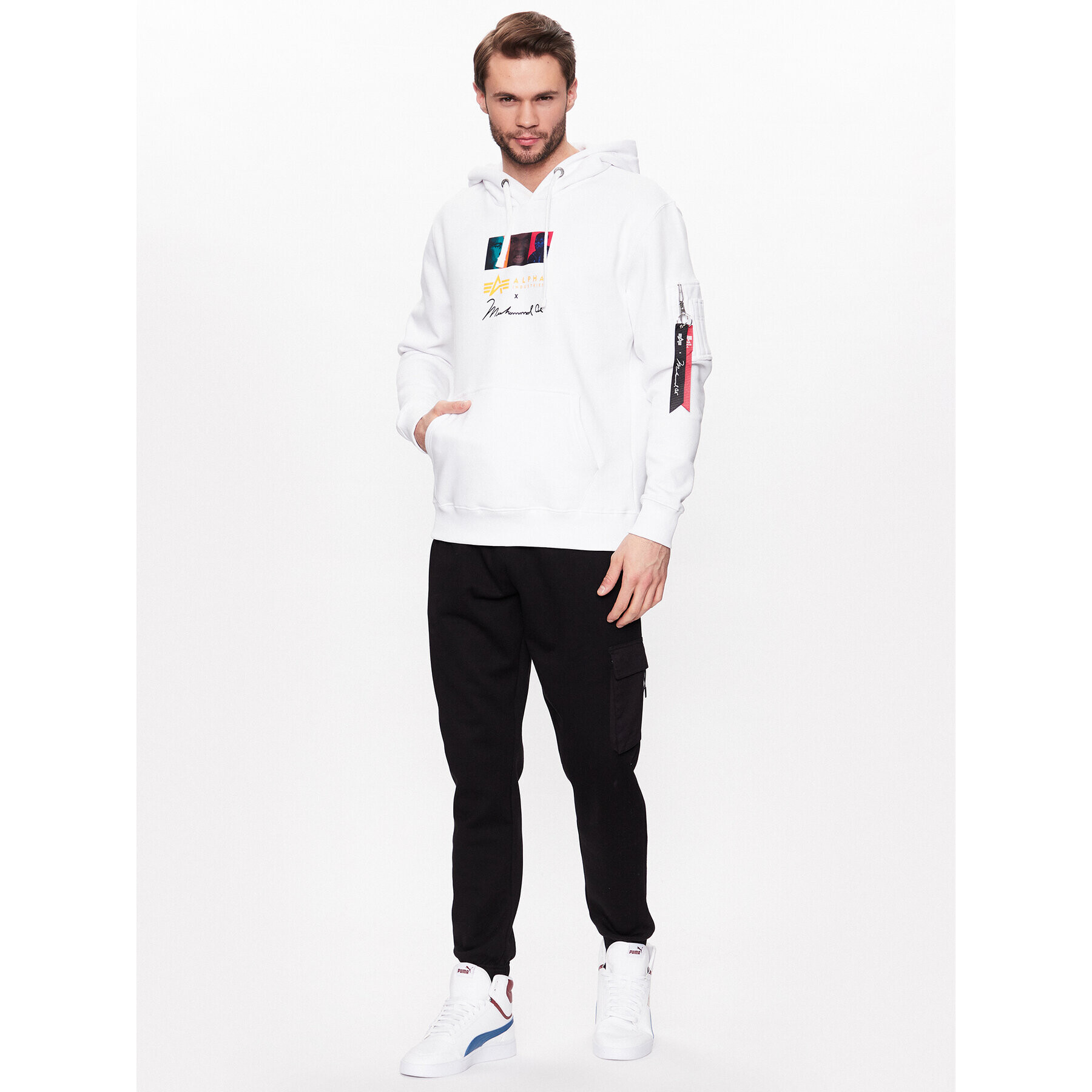 Alpha Industries Суитшърт Muhammad Ali Pop Art 136340 Бял Regular Fit - Pepit.bg