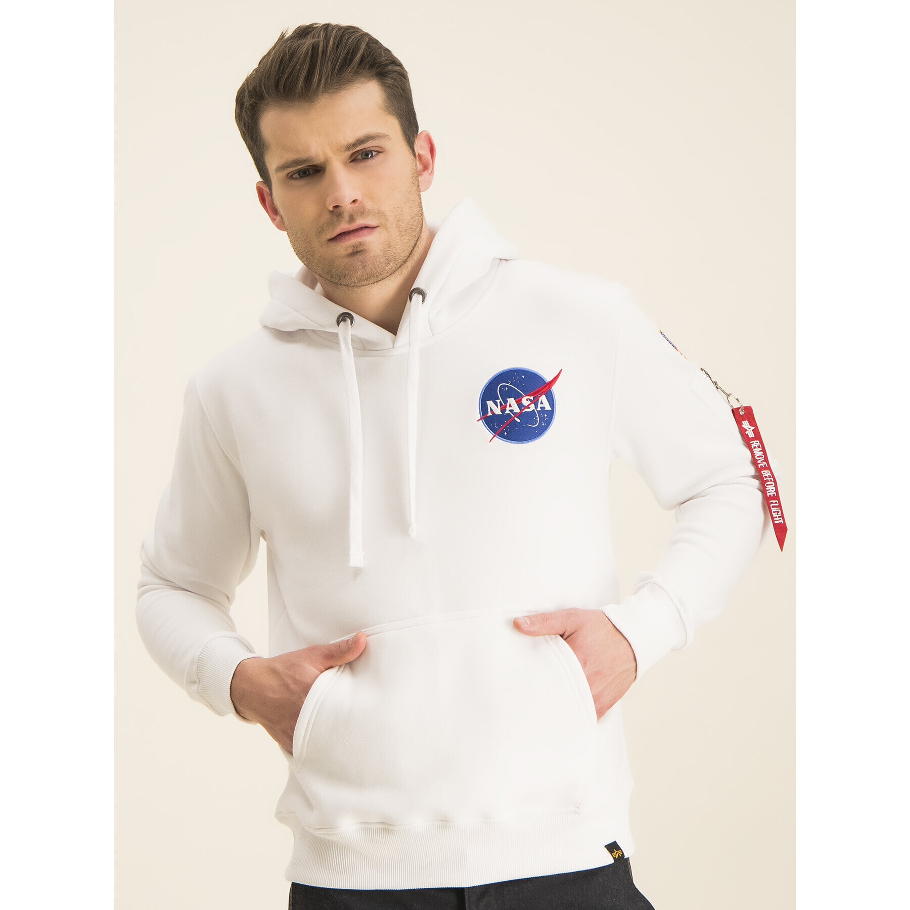 Alpha Industries Суитшърт Nasa 178317 Бял Regular Fit - Pepit.bg