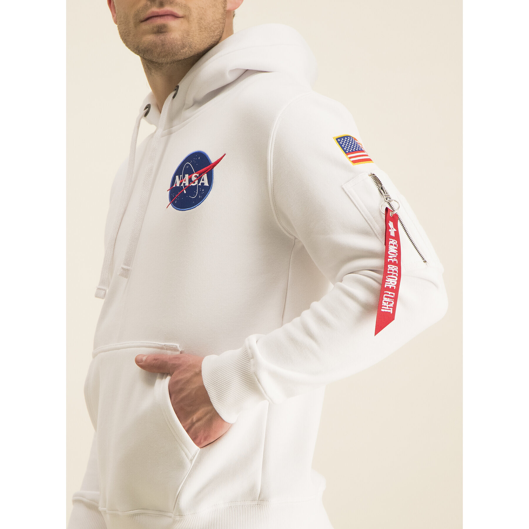 Alpha Industries Суитшърт Nasa 178317 Бял Regular Fit - Pepit.bg