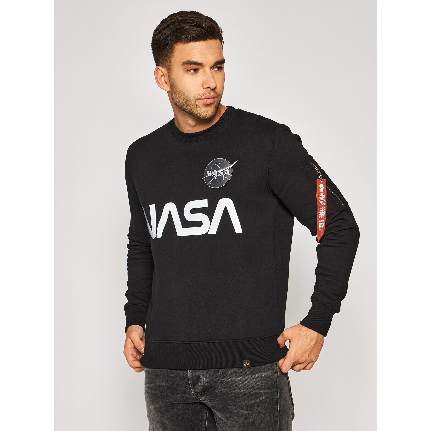 Alpha Industries Суитшърт Nasa Reflective 178309 Черен Regular Fit - Pepit.bg