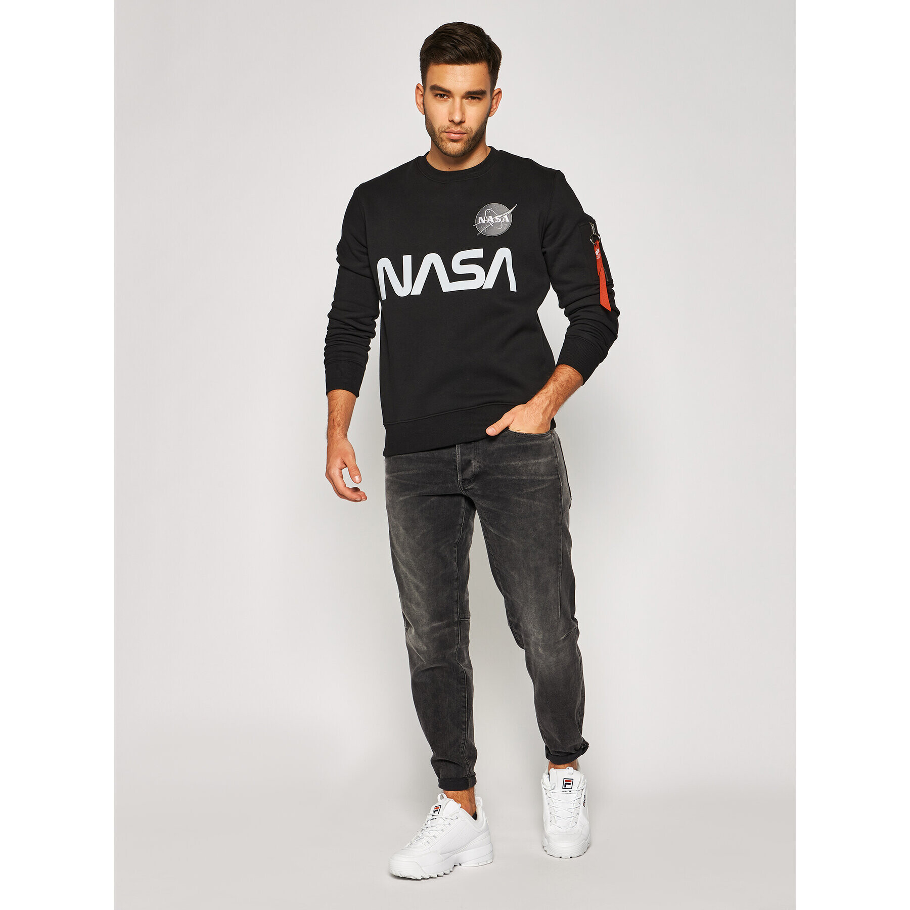 Alpha Industries Суитшърт Nasa Reflective 178309 Черен Regular Fit - Pepit.bg