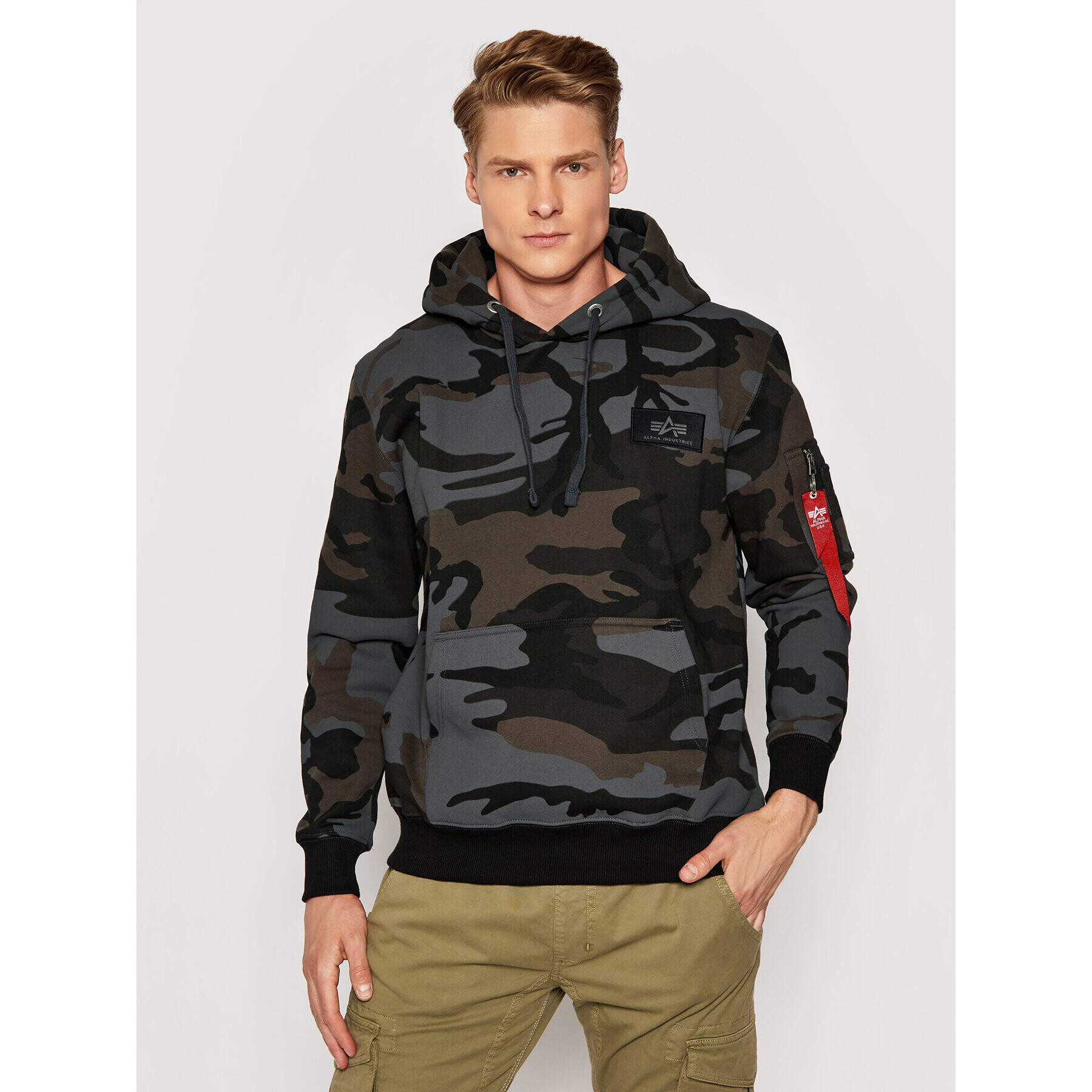 Alpha Industries Суитшърт Print Camo 178318C Сив Regular Fit - Pepit.bg