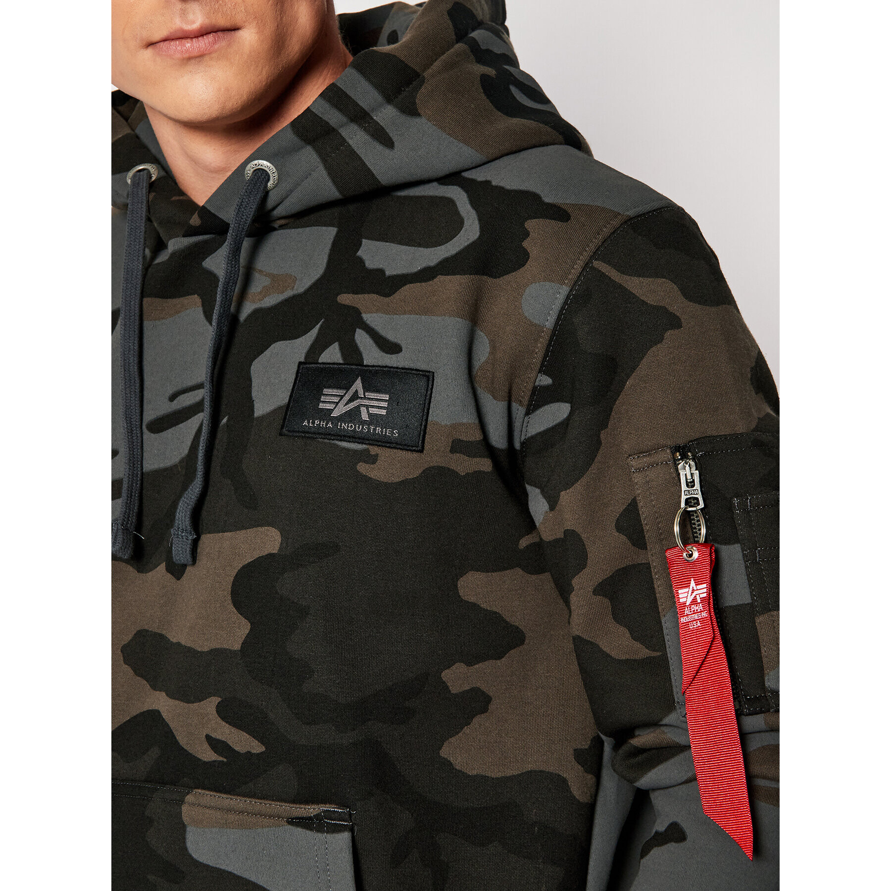 Alpha Industries Суитшърт Print Camo 178318C Сив Regular Fit - Pepit.bg