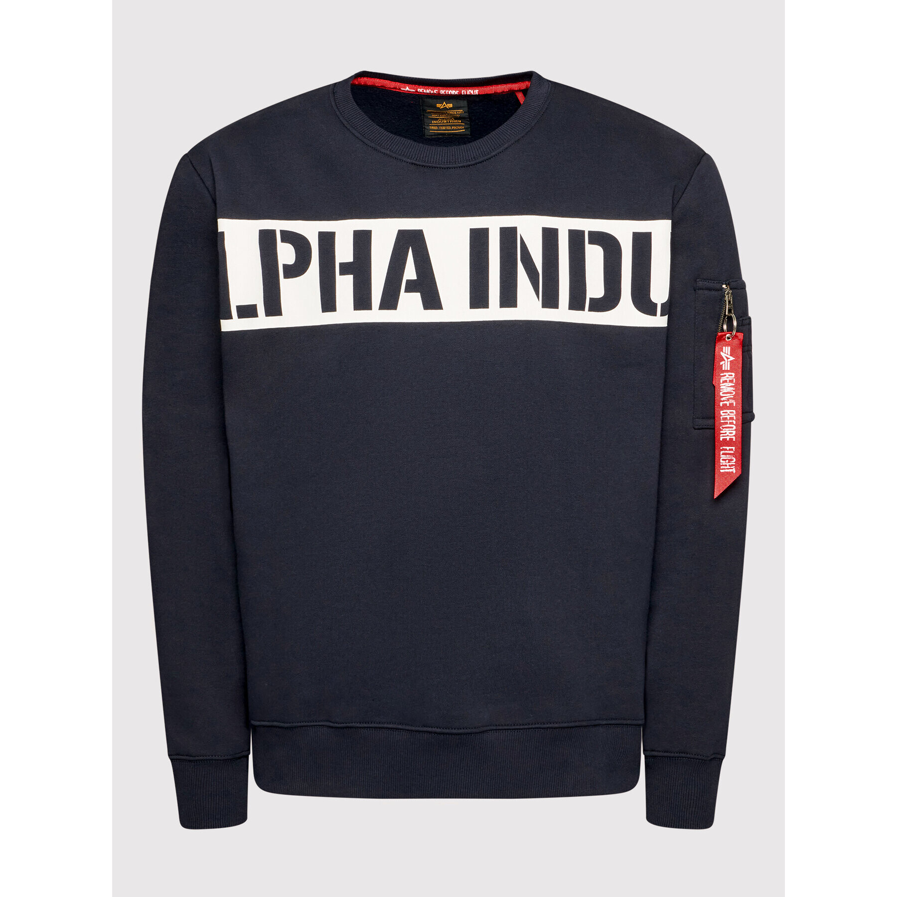 Alpha Industries Суитшърт Printed Strip 118306 Тъмносин Regular Fit - Pepit.bg