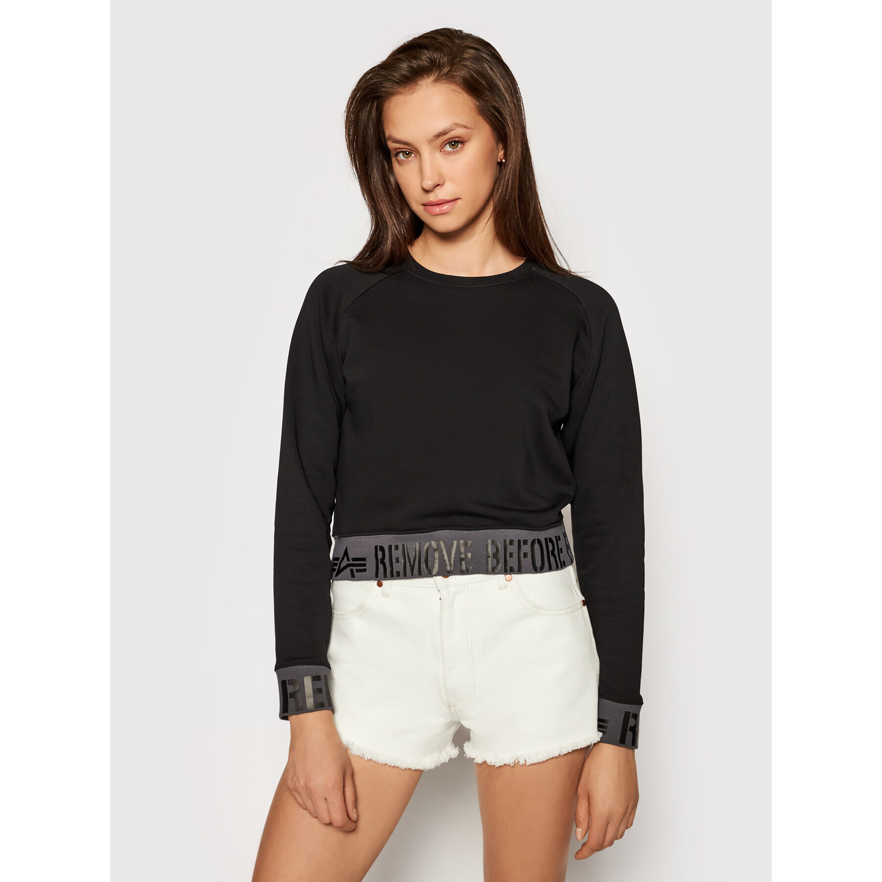 Alpha Industries Суитшърт Rbf Cropped 126060 Черен Regular Fit - Pepit.bg