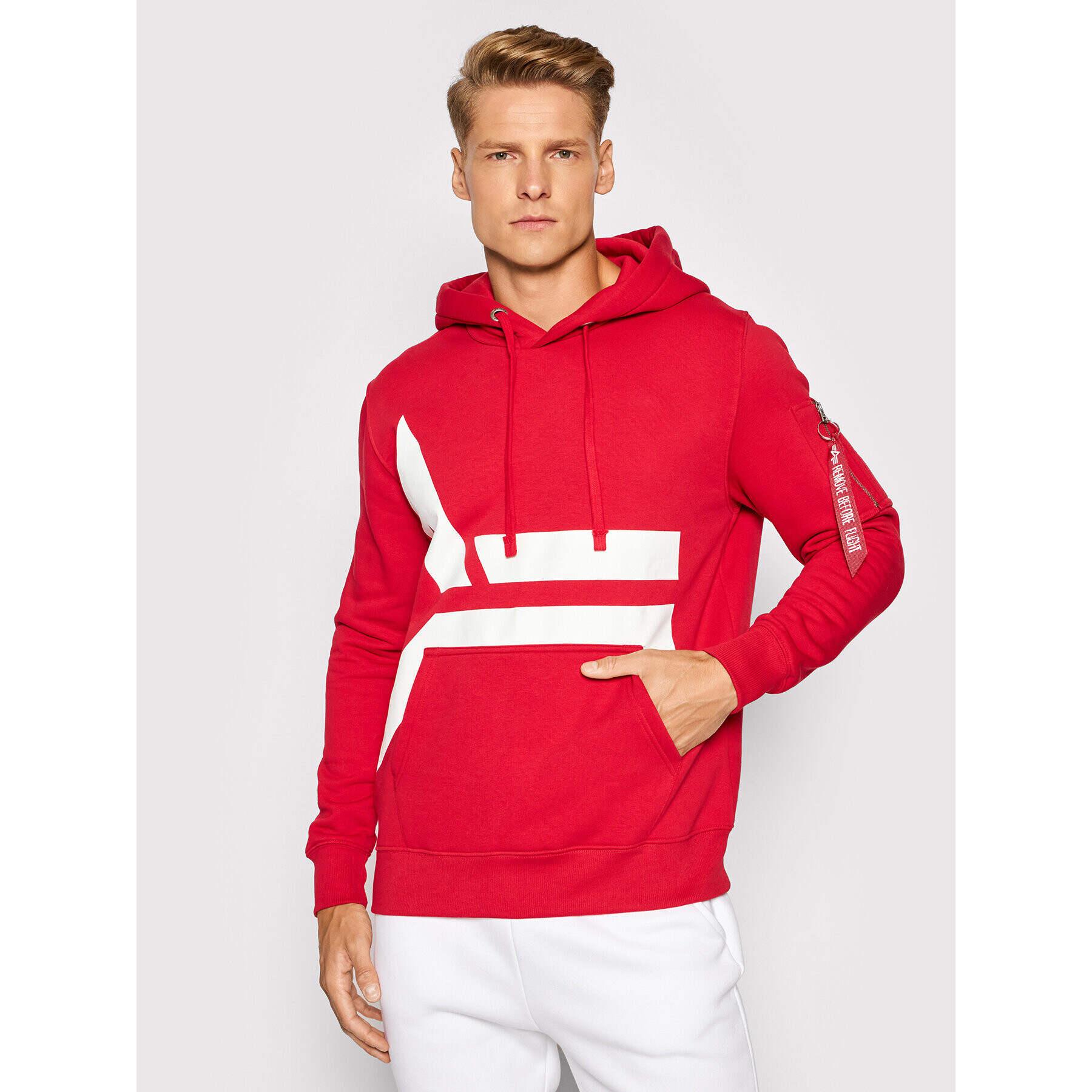 Alpha Industries Суитшърт Side Logo 118339 Червен Regular Fit - Pepit.bg