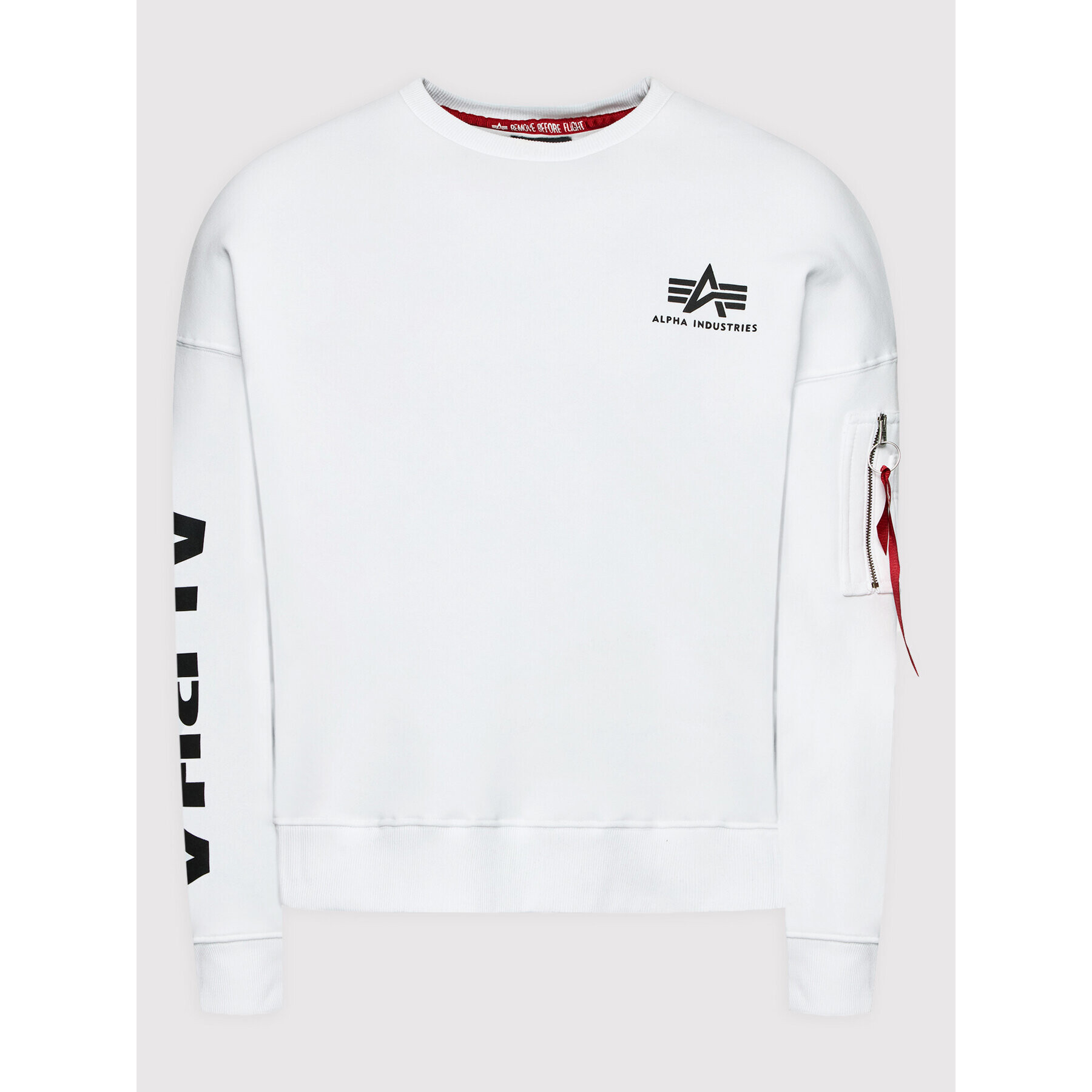 Alpha Industries Суитшърт Sleeve Print 116304 Бял Oversize - Pepit.bg