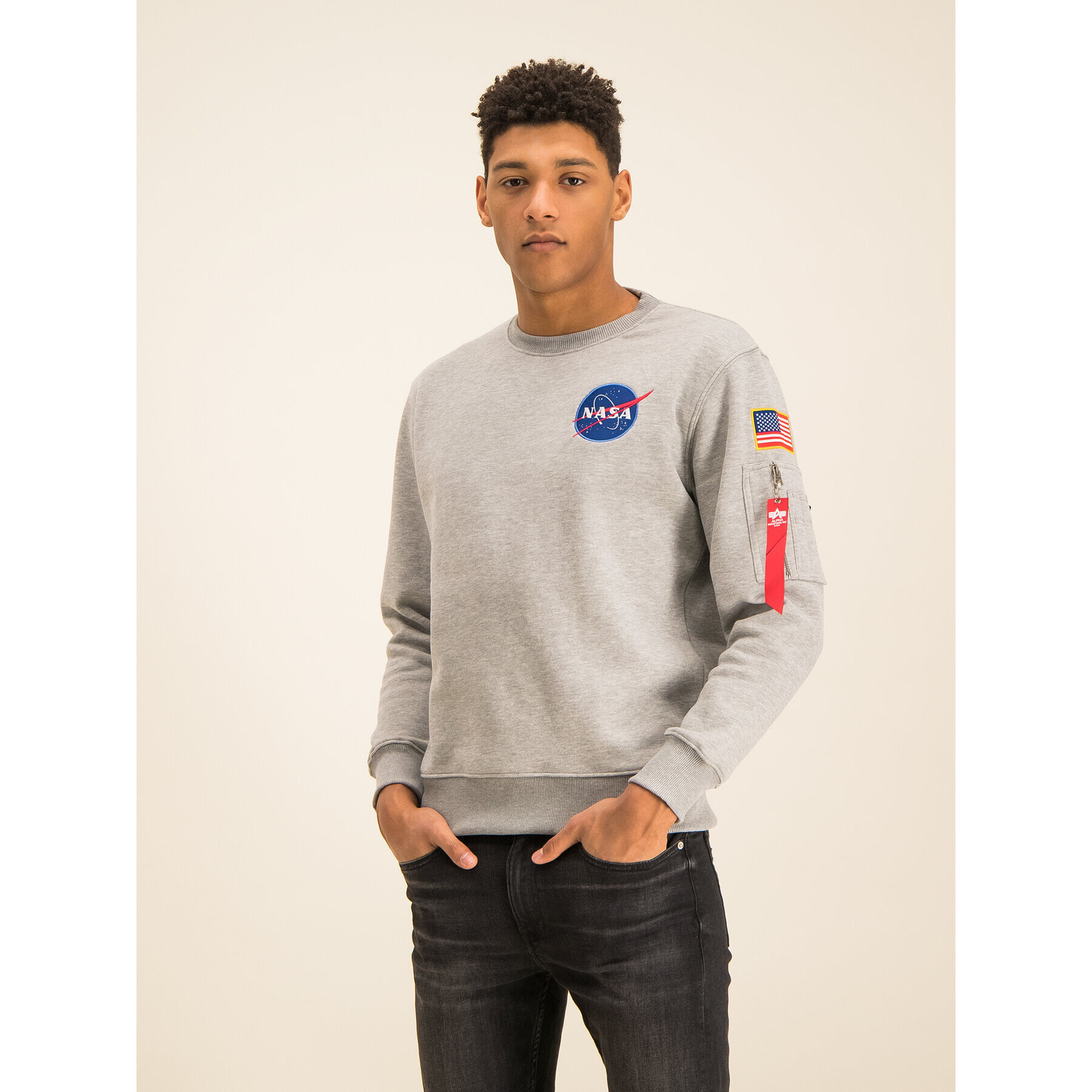 Alpha Industries Суитшърт Space Shuttle 178307 Сив Regular Fit - Pepit.bg