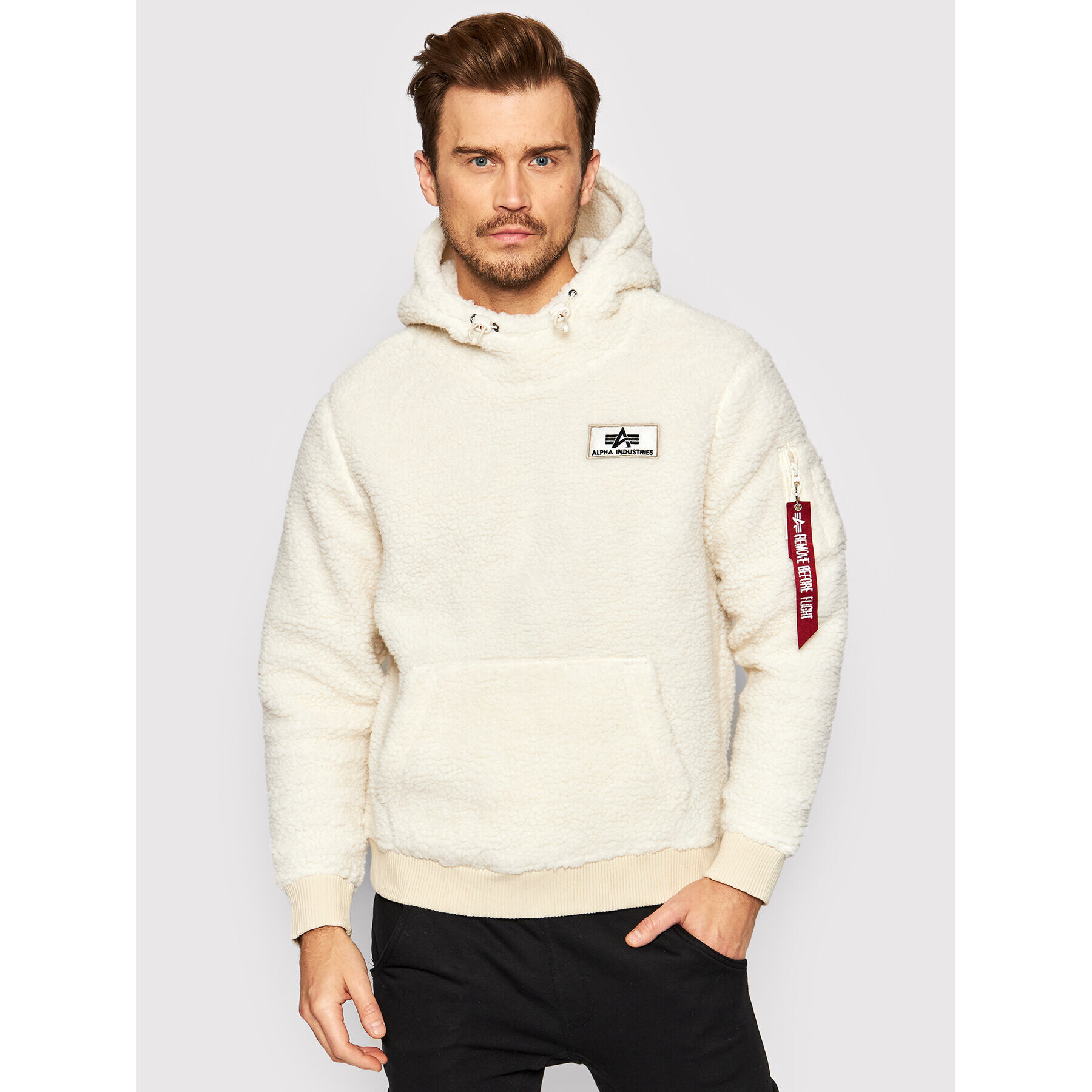 Alpha Industries Суитшърт Teddy 118330 Бял Regular Fit - Pepit.bg