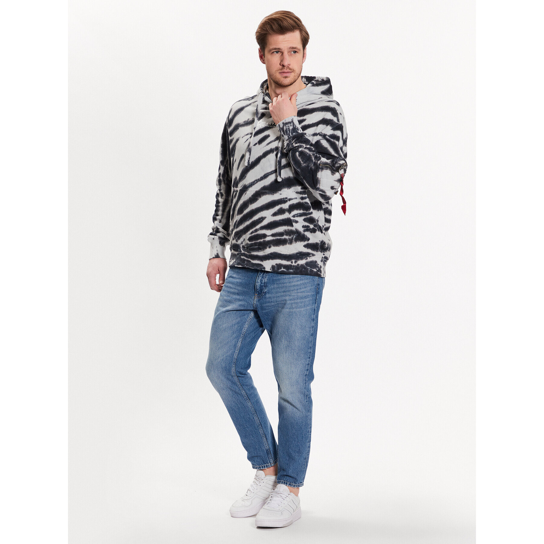 Alpha Industries Суитшърт Tie Dye 106335 Сив Regular Fit - Pepit.bg