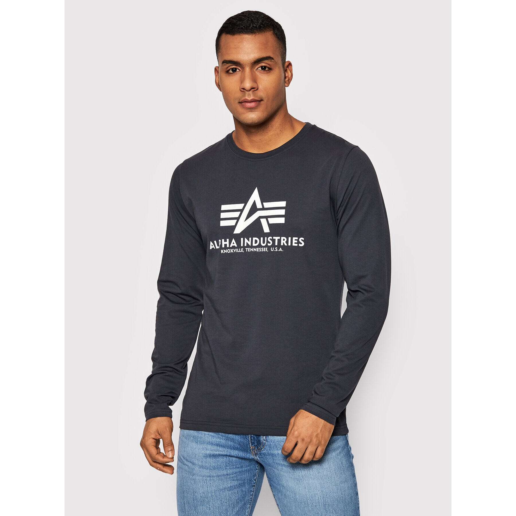 Alpha Industries Тениска с дълъг ръкав Basic 100510 Тъмносин Regular Fit - Pepit.bg