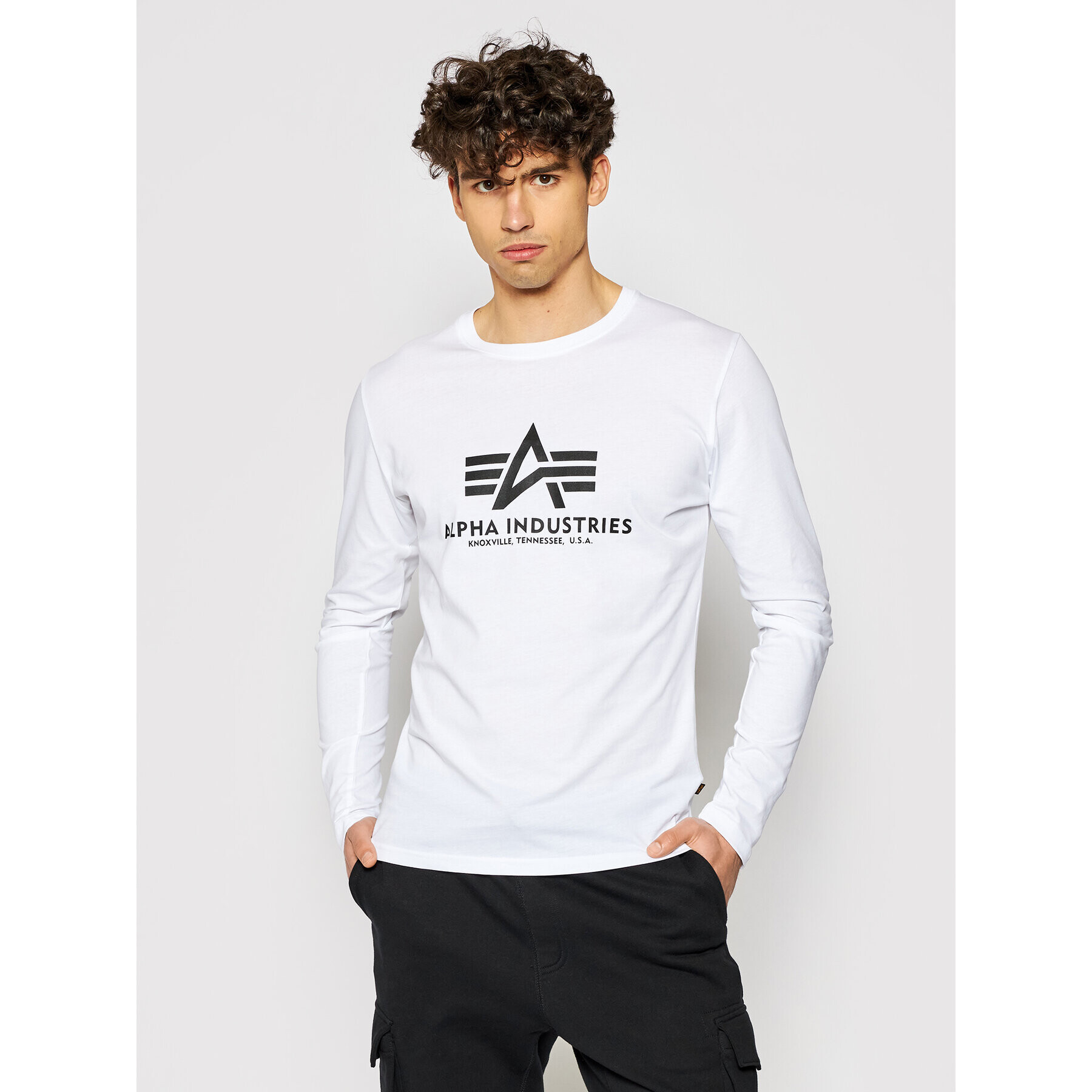 Alpha Industries Тениска с дълъг ръкав Basic T 100510 Бял Regular Fit - Pepit.bg