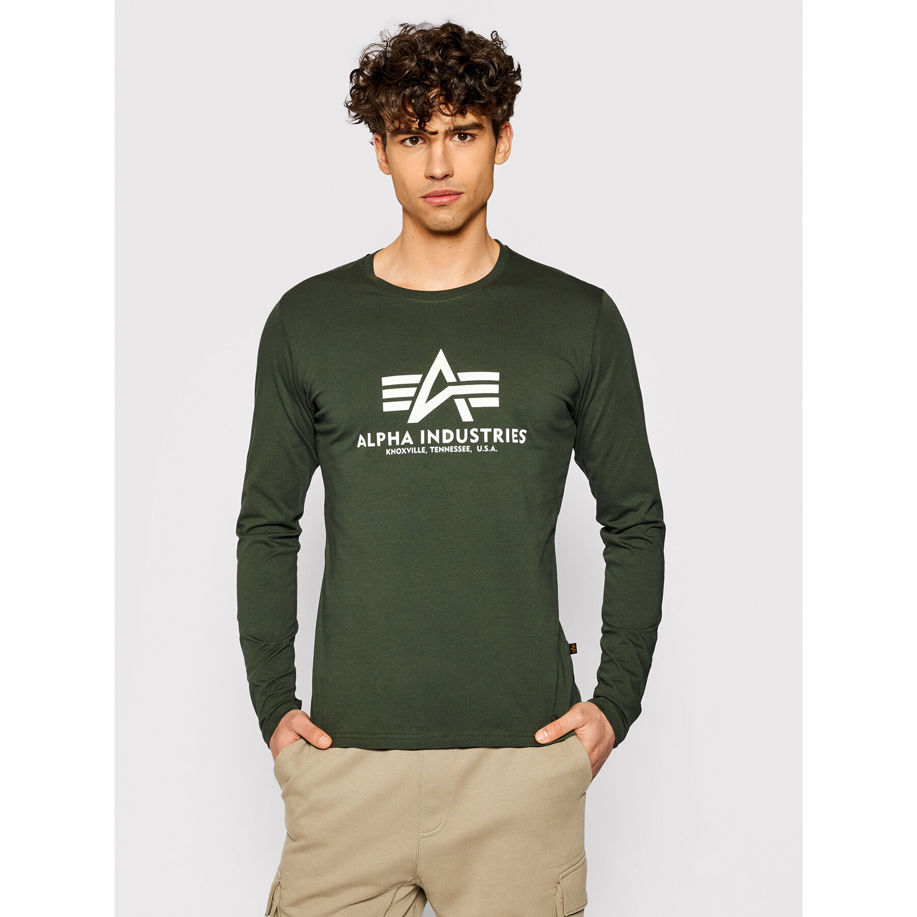 Alpha Industries Тениска с дълъг ръкав Basic T 100510 Зелен Regular Fit - Pepit.bg