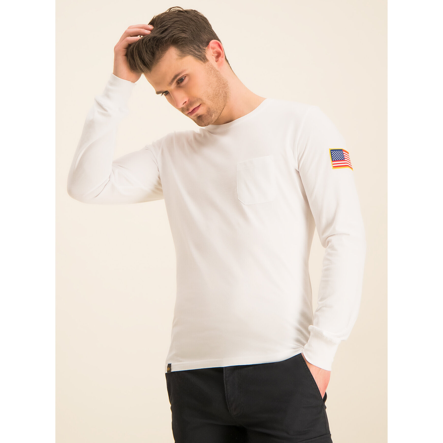 Alpha Industries Тениска с дълъг ръкав Nasa 176532 Бял Regular Fit - Pepit.bg