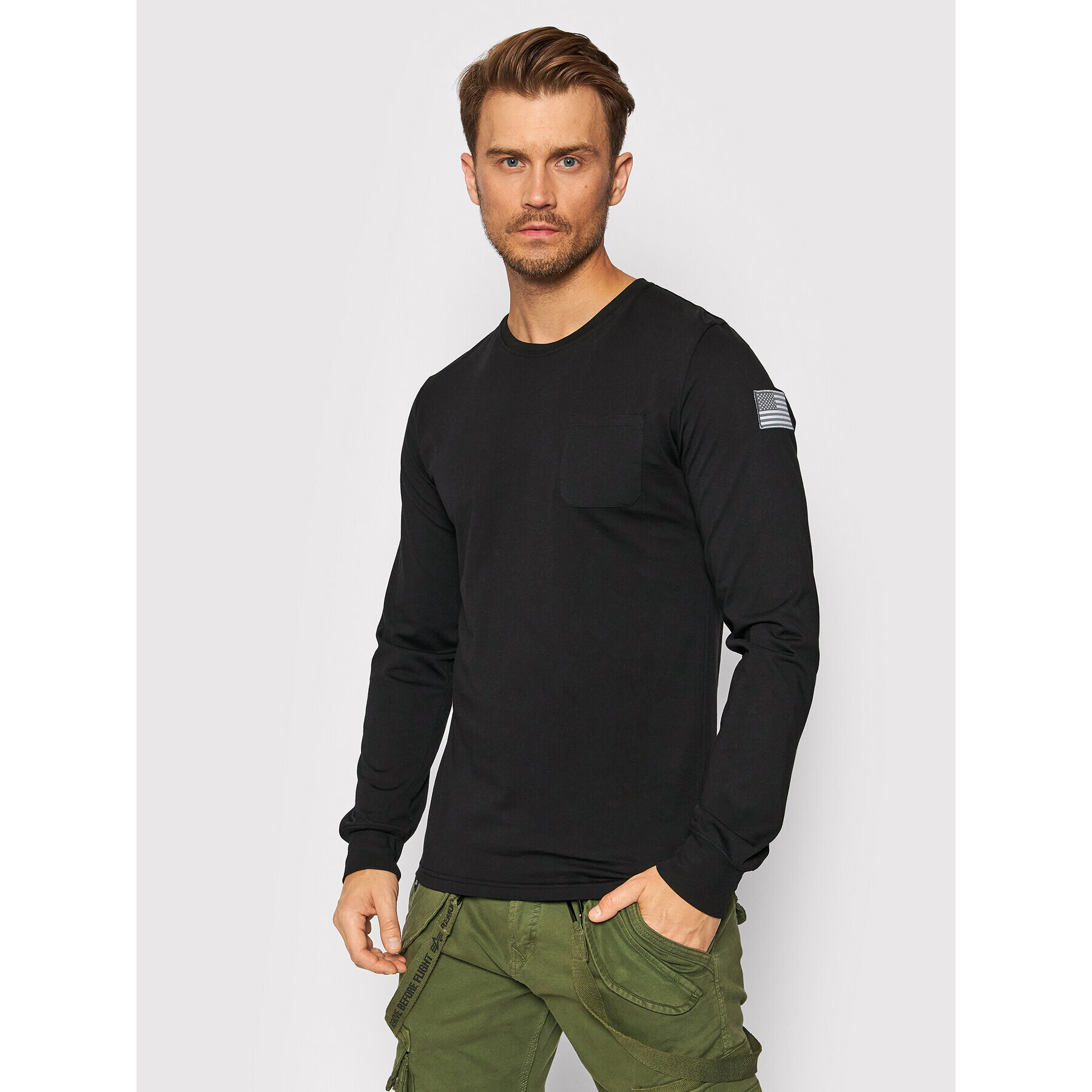 Alpha Industries Тениска с дълъг ръкав NASA 176532 Черен Regular Fit - Pepit.bg