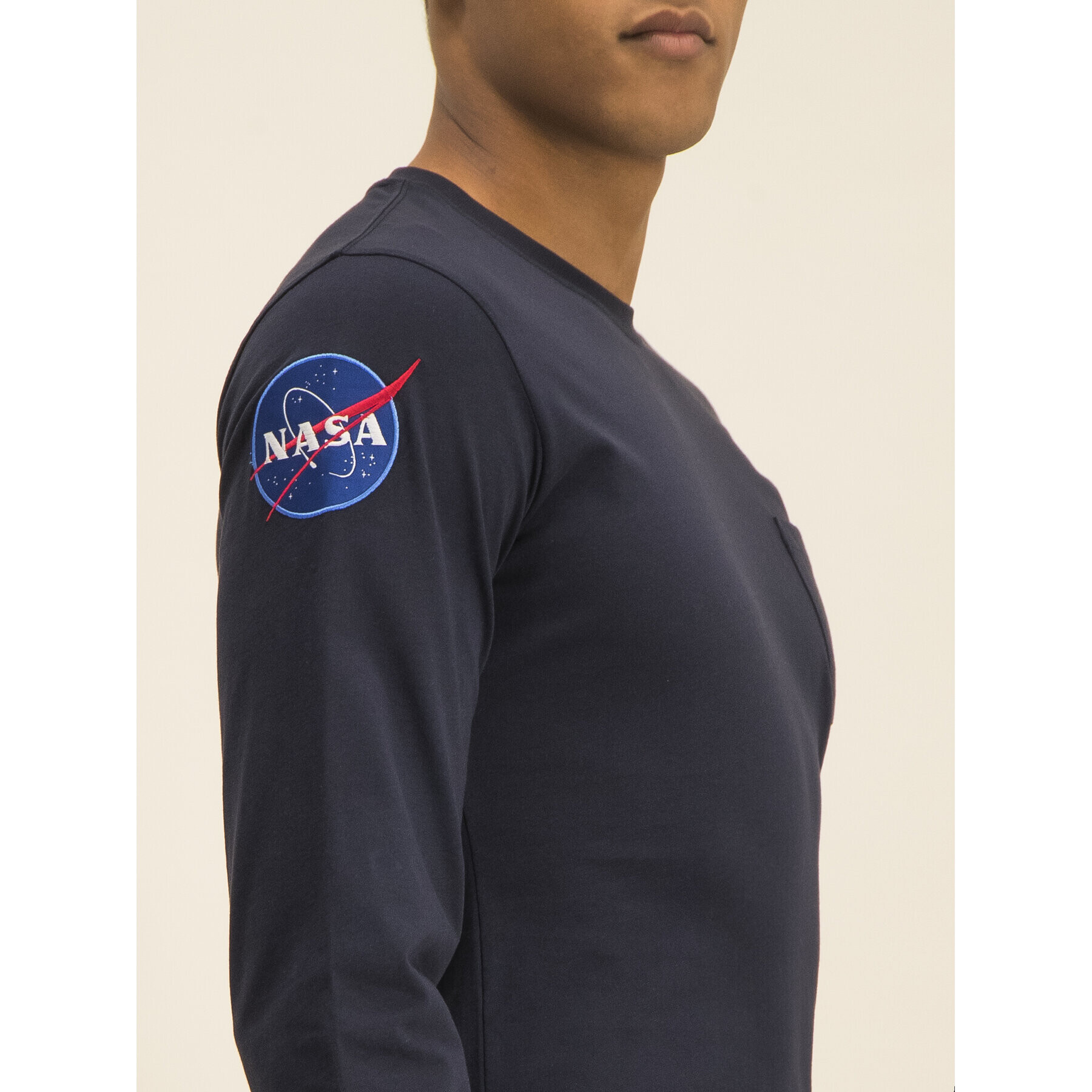 Alpha Industries Тениска с дълъг ръкав Nasa 176532 Тъмносин Regular Fit - Pepit.bg