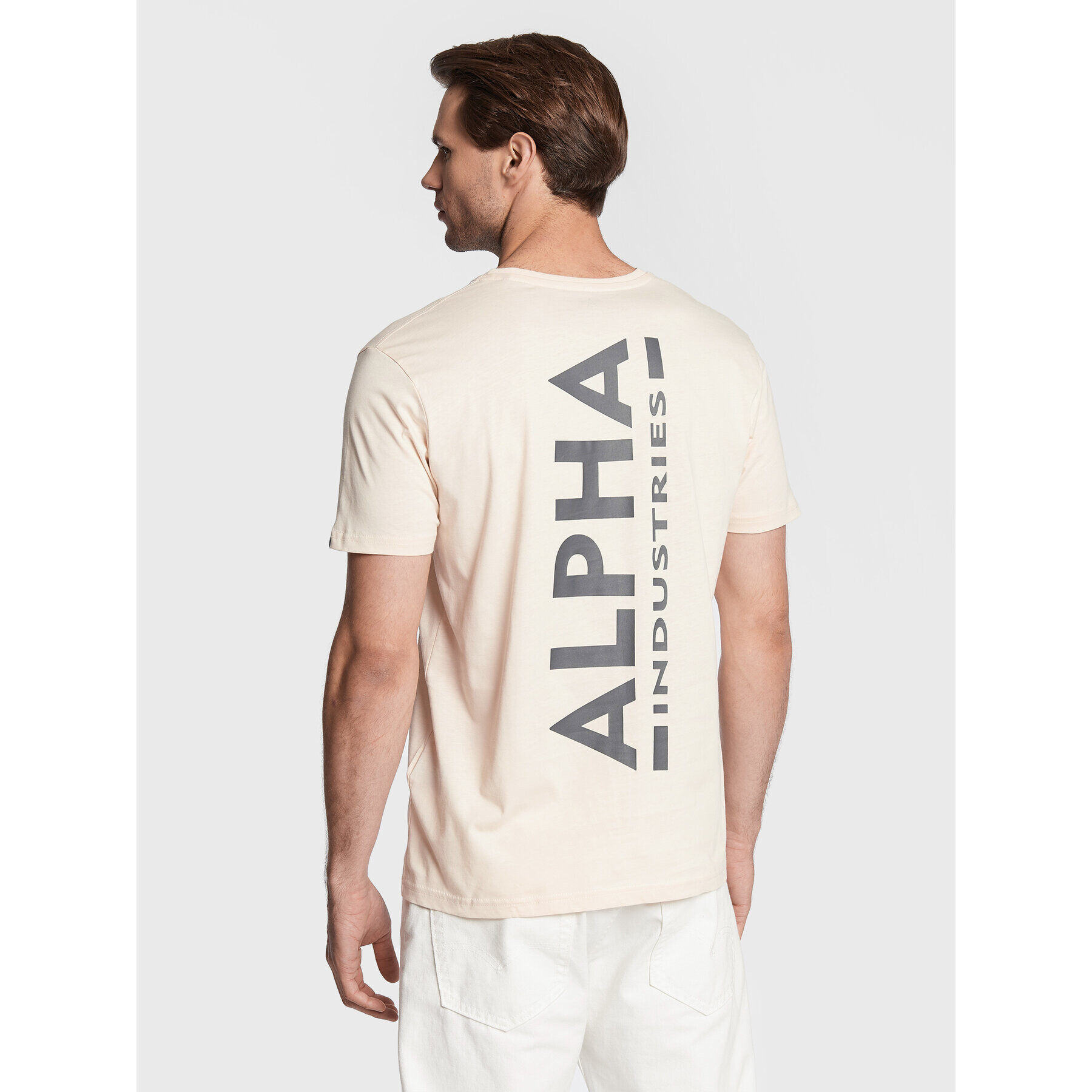 Alpha Industries Тишърт Backprint 128507 Бежов Regular Fit - Pepit.bg