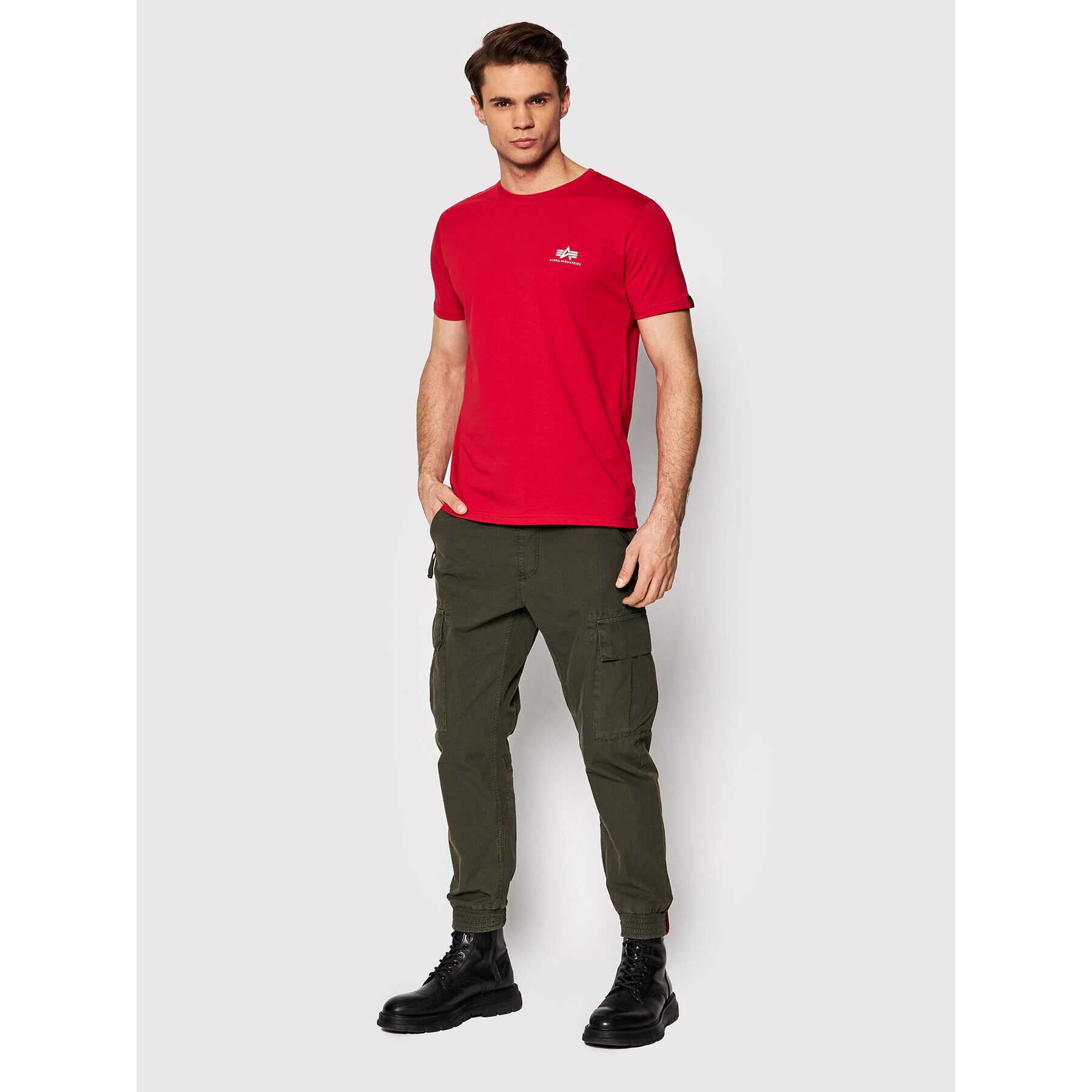 Alpha Industries Тишърт Backprint 128507 Червен Regular Fit - Pepit.bg