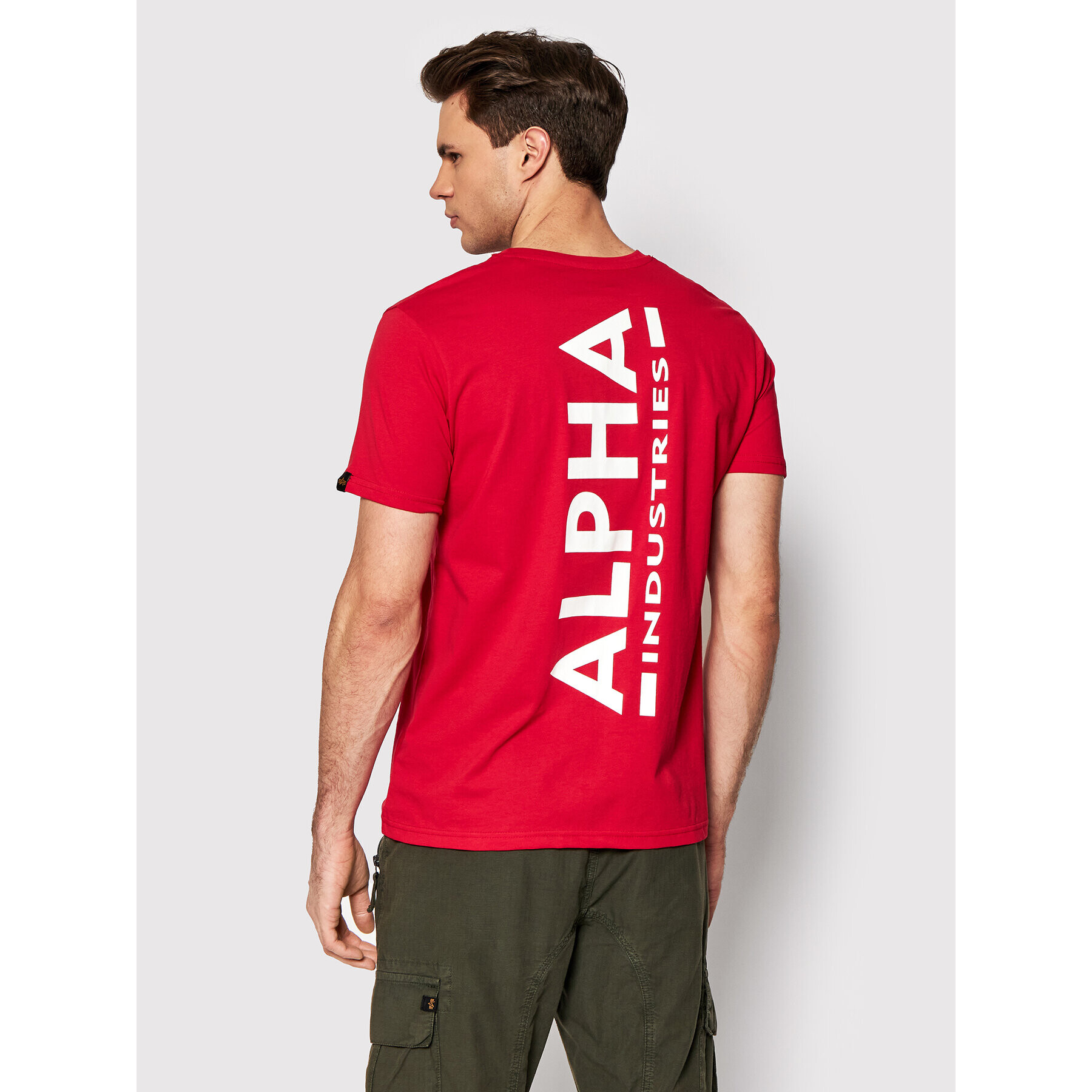 Alpha Industries Тишърт Backprint 128507 Червен Regular Fit - Pepit.bg