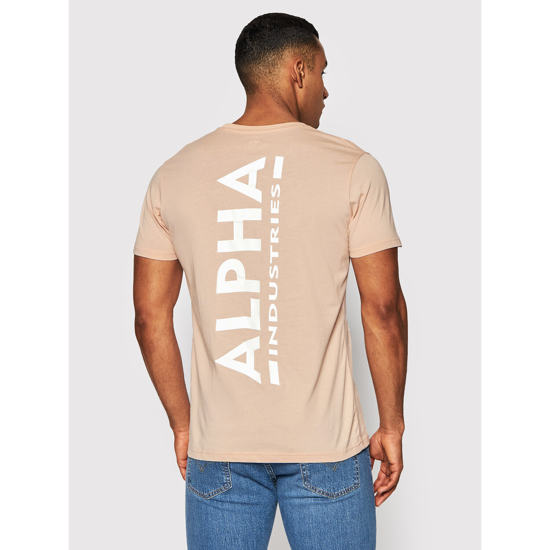 Alpha Industries Тишърт Backprint 128507 Розов Regular Fit - Pepit.bg