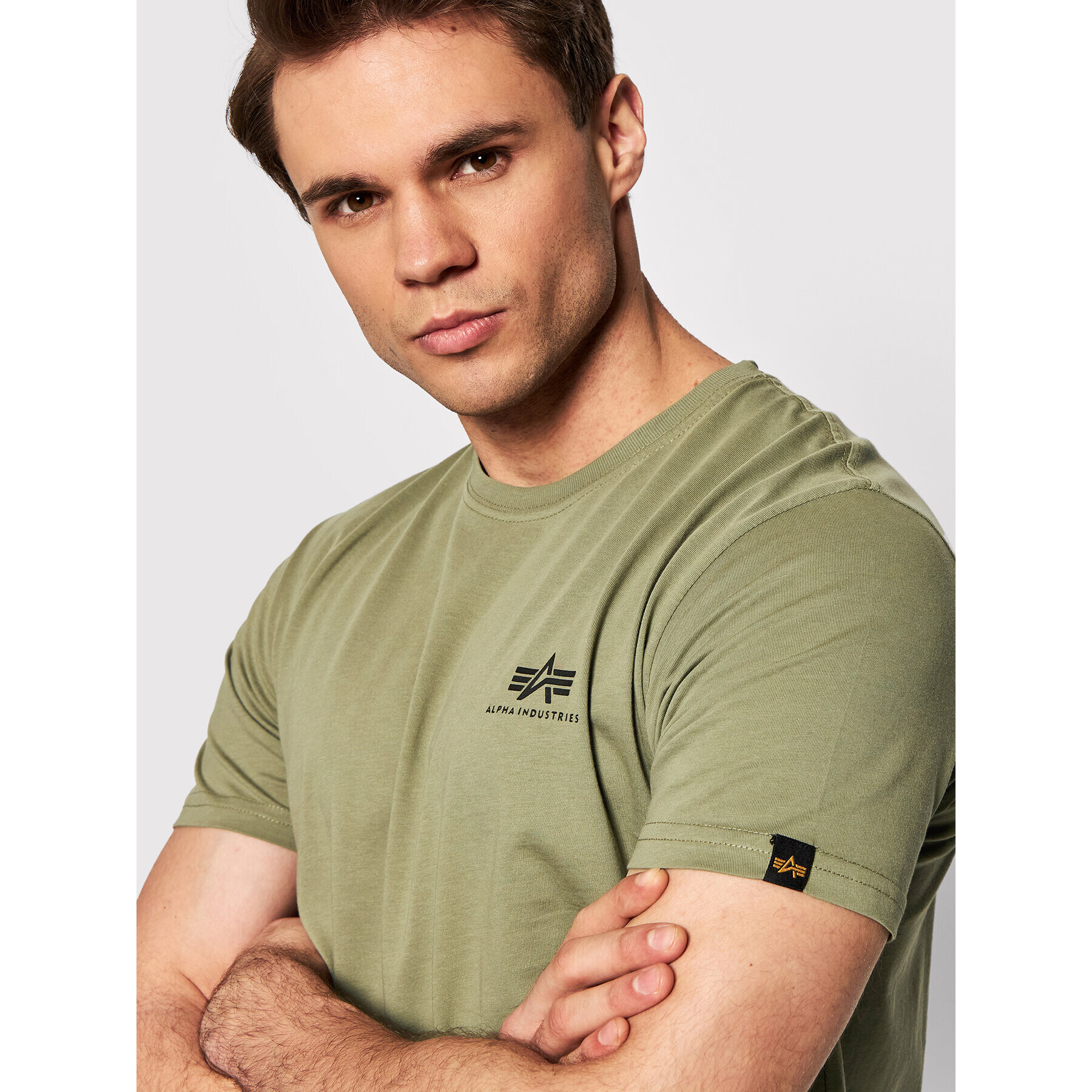 Alpha Industries Тишърт Backprint 128507 Зелен Regular Fit - Pepit.bg