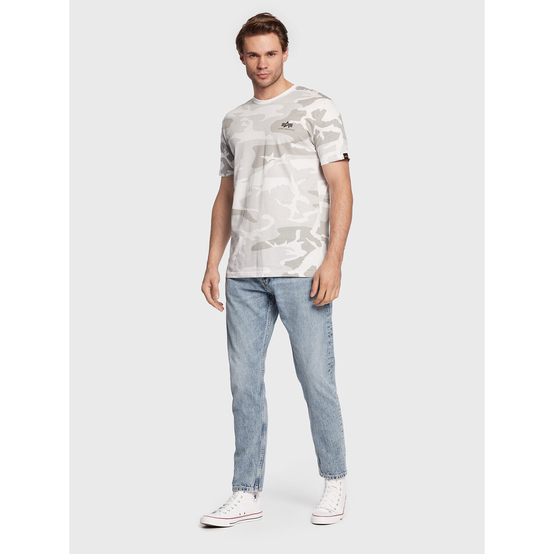 Alpha Industries Тишърт Backprint T Camo 128507C Бял Regular Fit - Pepit.bg