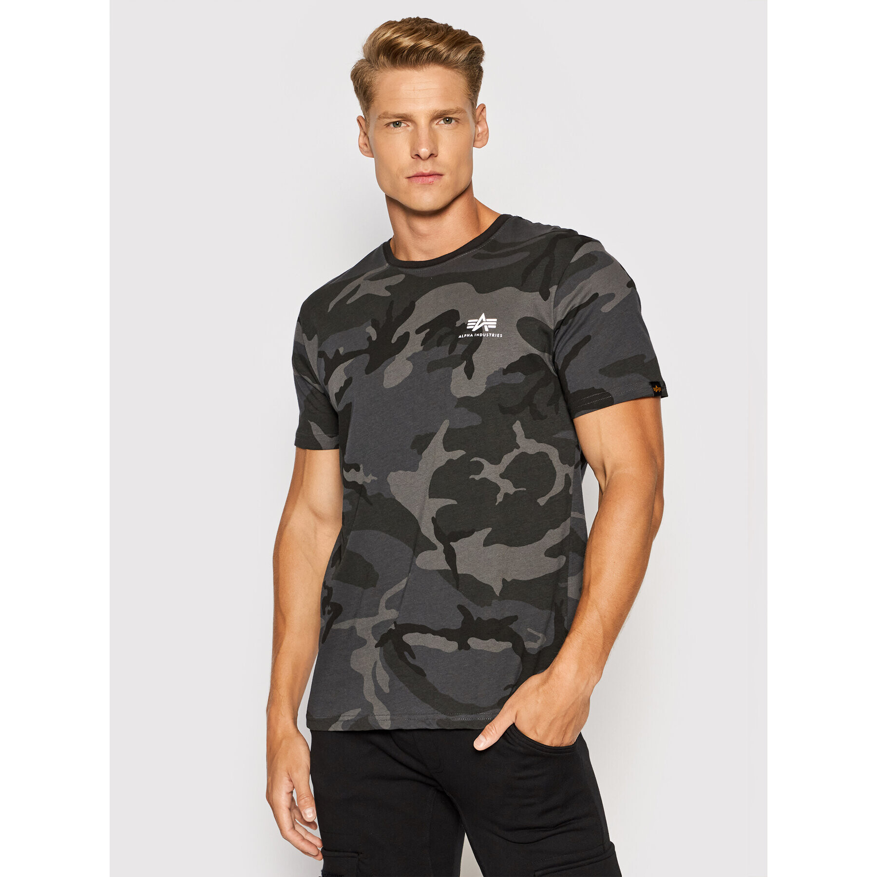 Alpha Industries Тишърт Backprint T Camo 128507C Черен Regular Fit - Pepit.bg