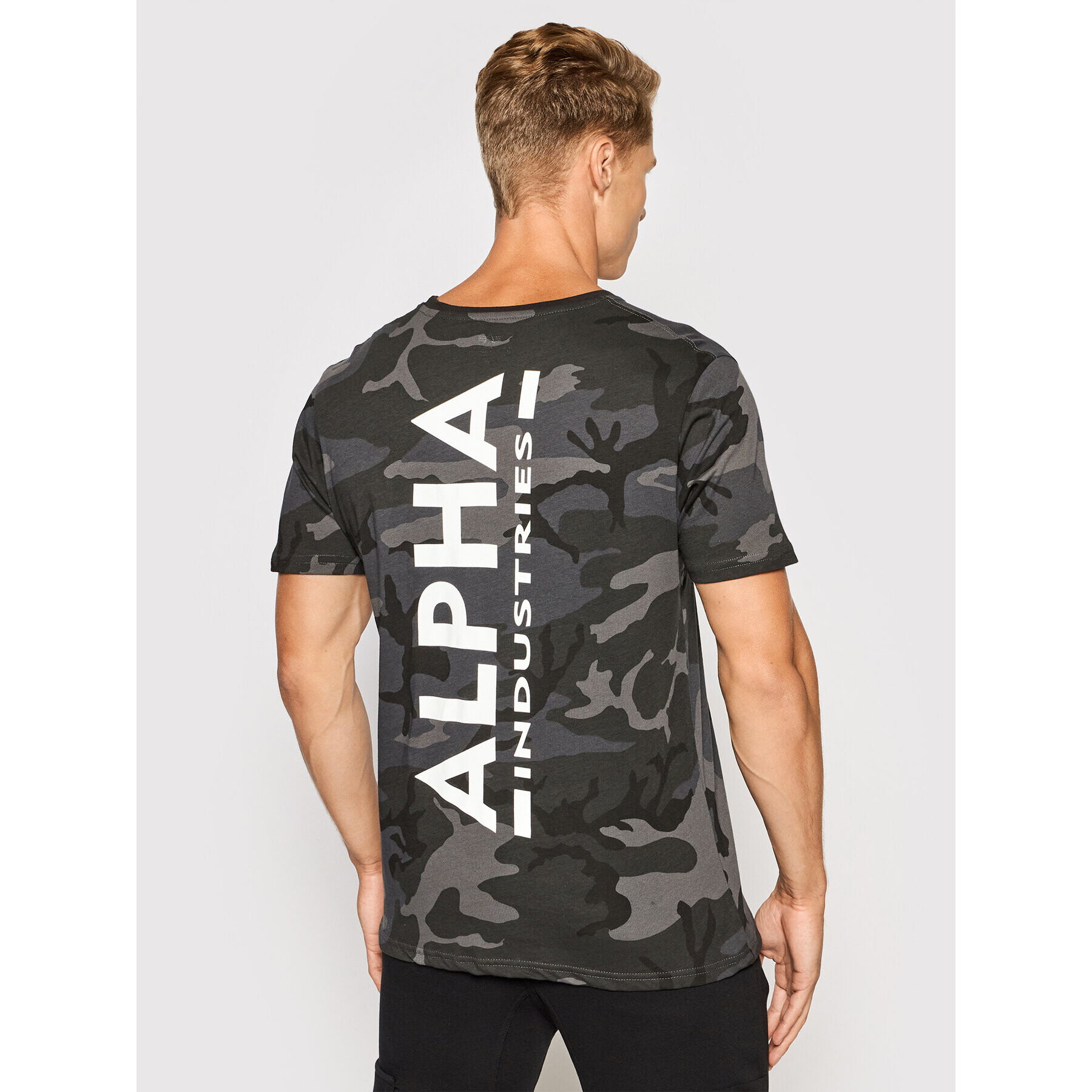 Alpha Industries Тишърт Backprint T Camo 128507C Черен Regular Fit - Pepit.bg