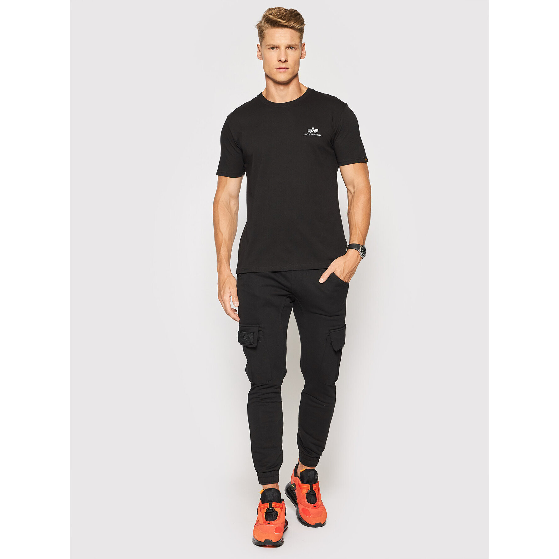 Alpha Industries Тишърт Backprint T Reflective Print 128507RP Черен Regular Fit - Pepit.bg