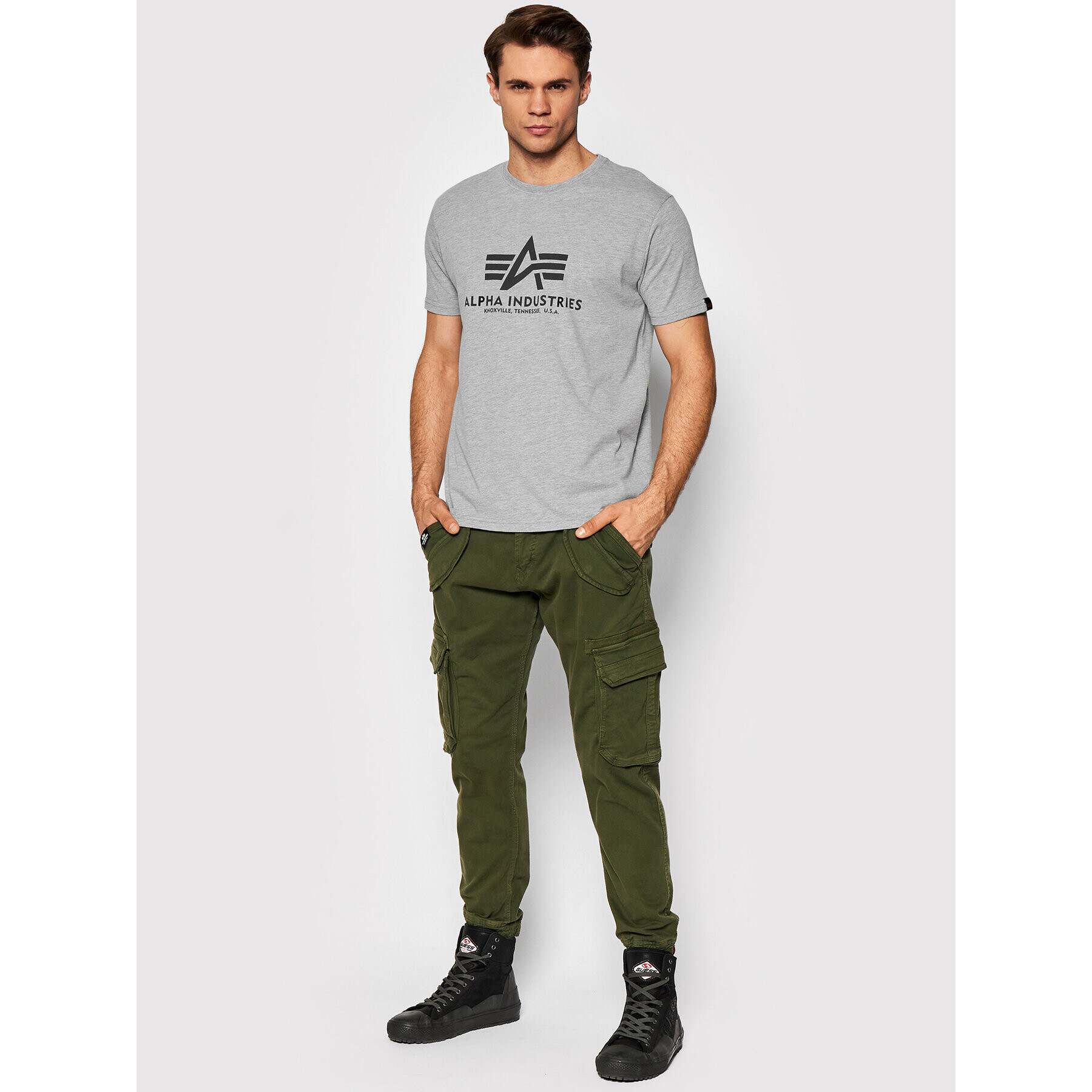 Alpha Industries Тишърт Basic 100501 Сив Regular Fit - Pepit.bg