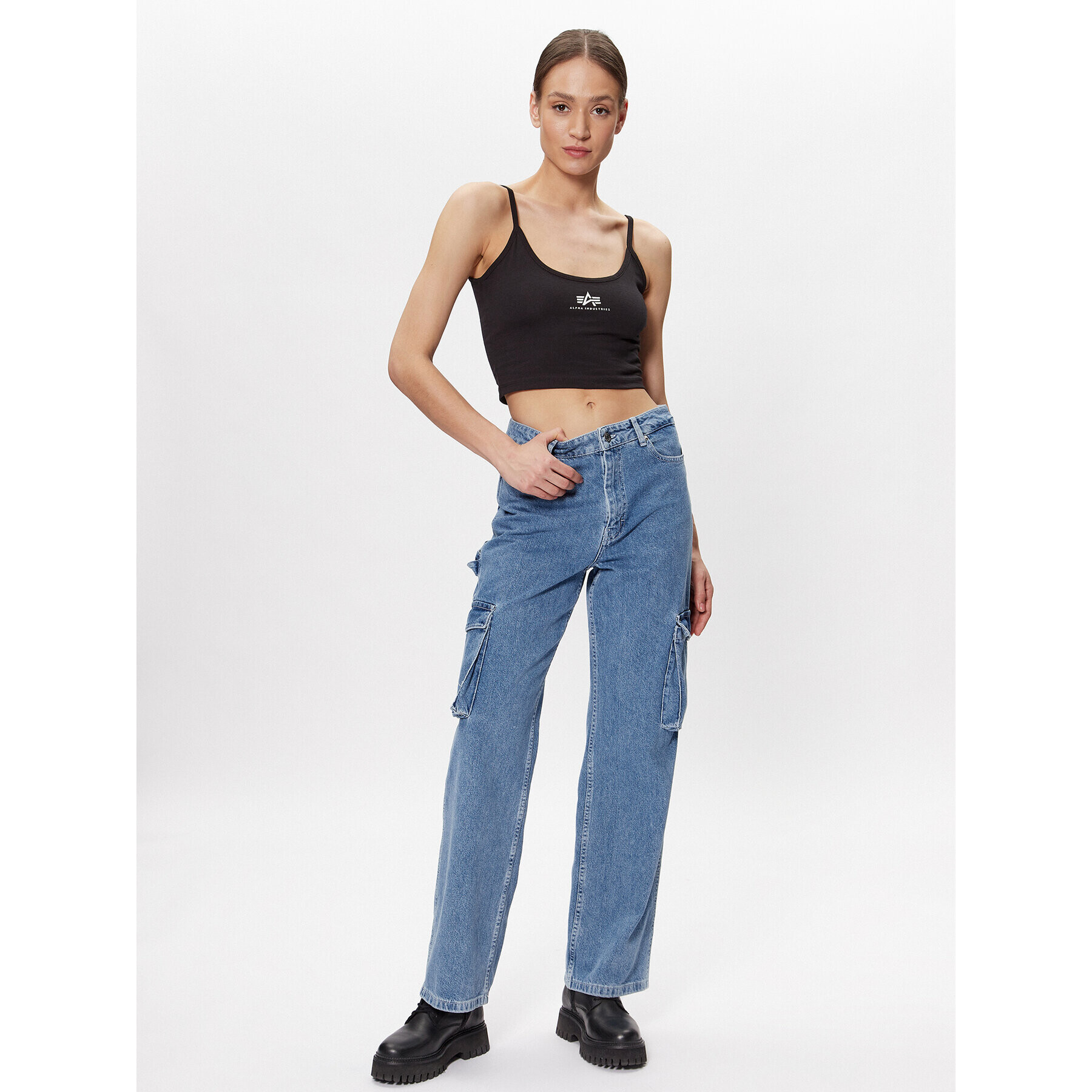 Alpha Industries Тишърт Basic 116082 Черен Cropped Fit - Pepit.bg