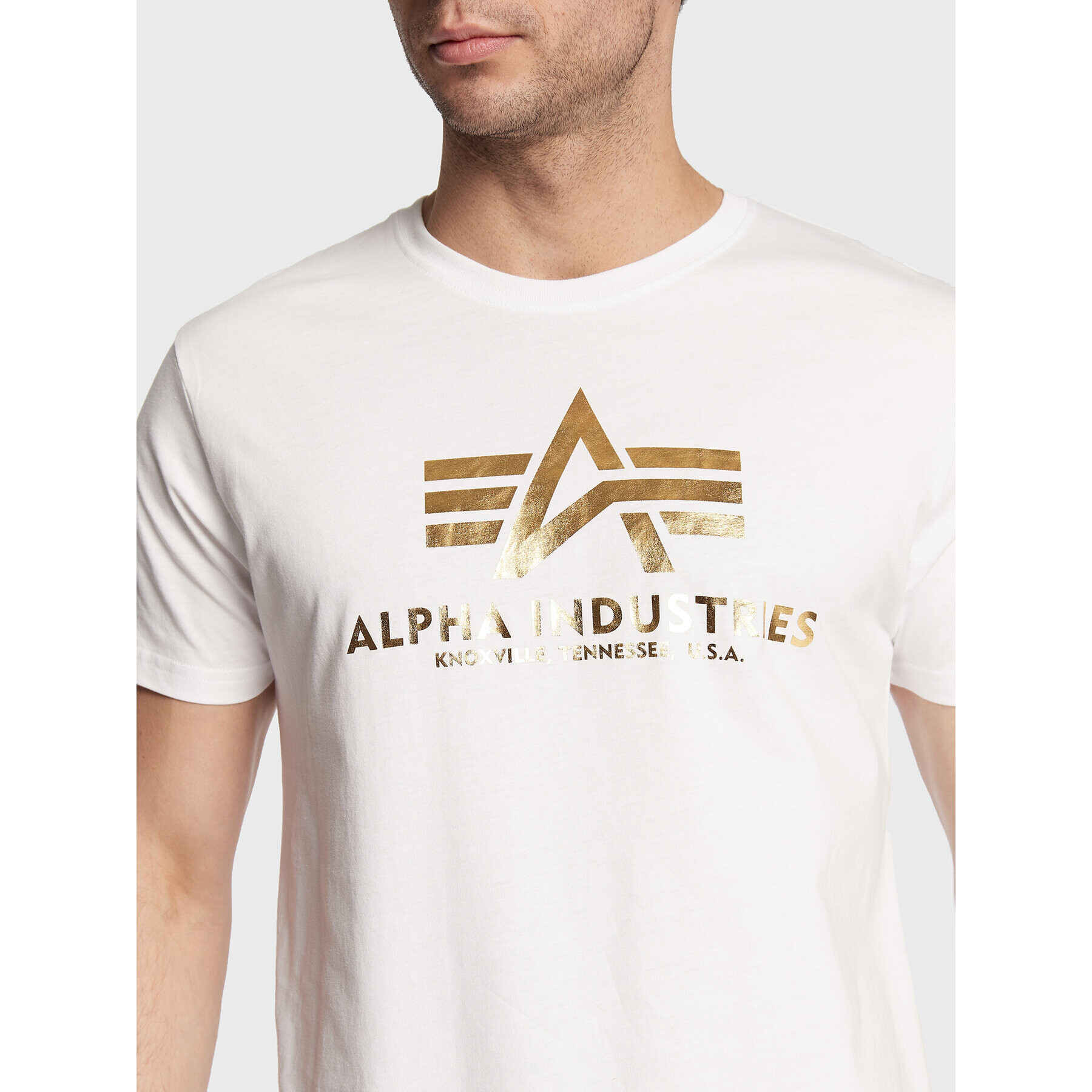 Alpha Industries Тишърт Basic Foll Print 100501FP Бял Regular Fit - Pepit.bg