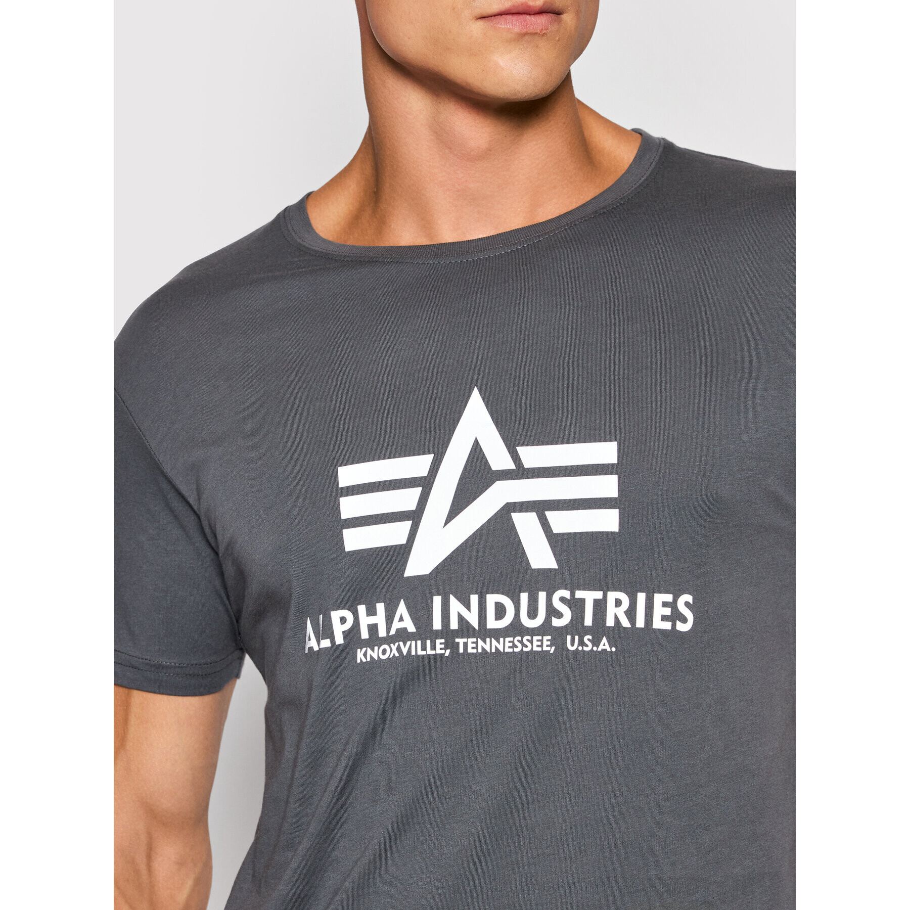 Alpha Industries Тишърт Basic Reflective Print 100501RP Сив Regular Fit - Pepit.bg