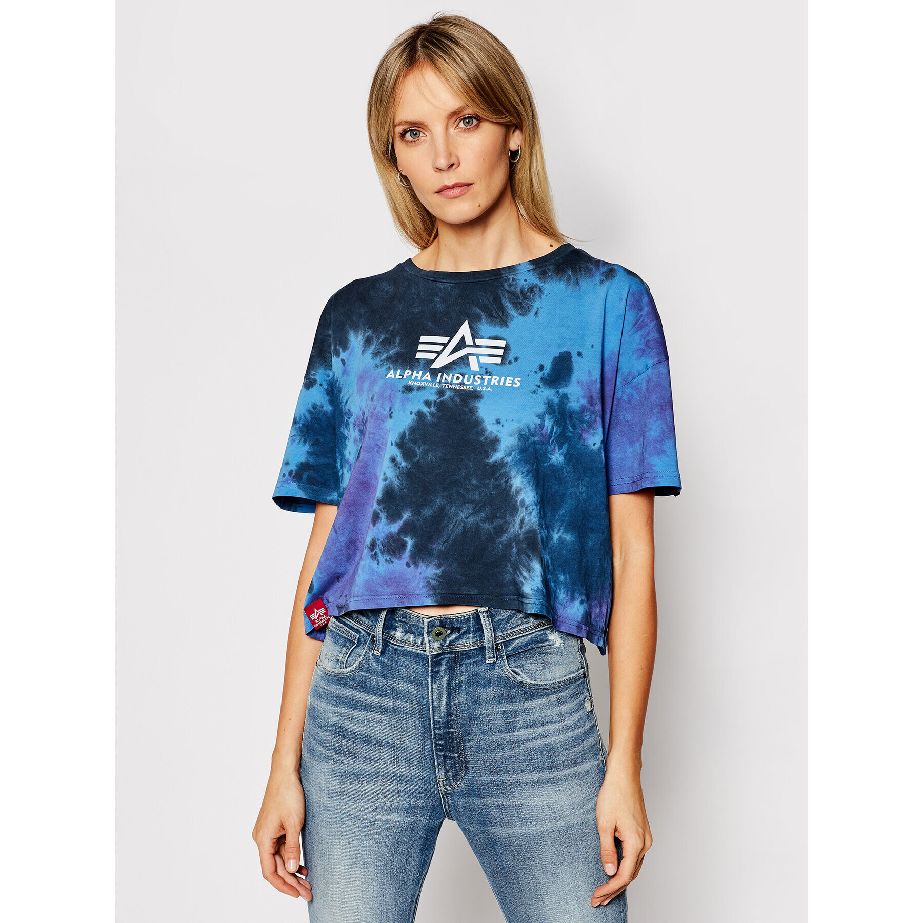 Alpha Industries Тишърт Basic T Batik Cos 116083 Тъмносин Oversize - Pepit.bg