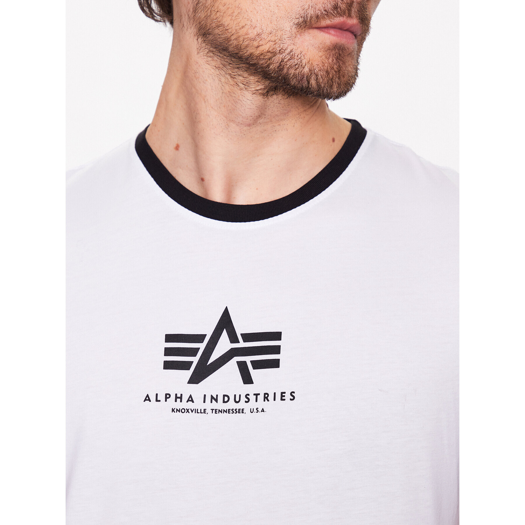 Alpha Industries Тишърт Basic T Contrast 106501 Бял Regular Fit - Pepit.bg