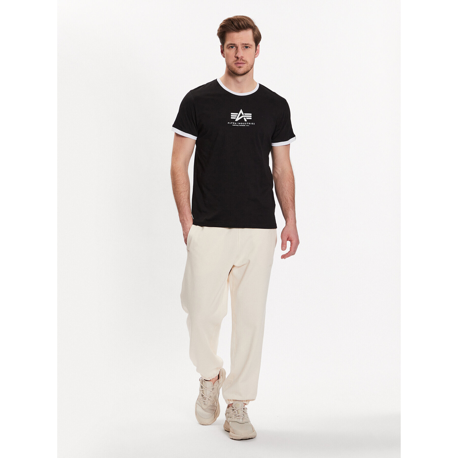 Alpha Industries Тишърт Basic T Contrasts 106501 Черен Regular Fit - Pepit.bg