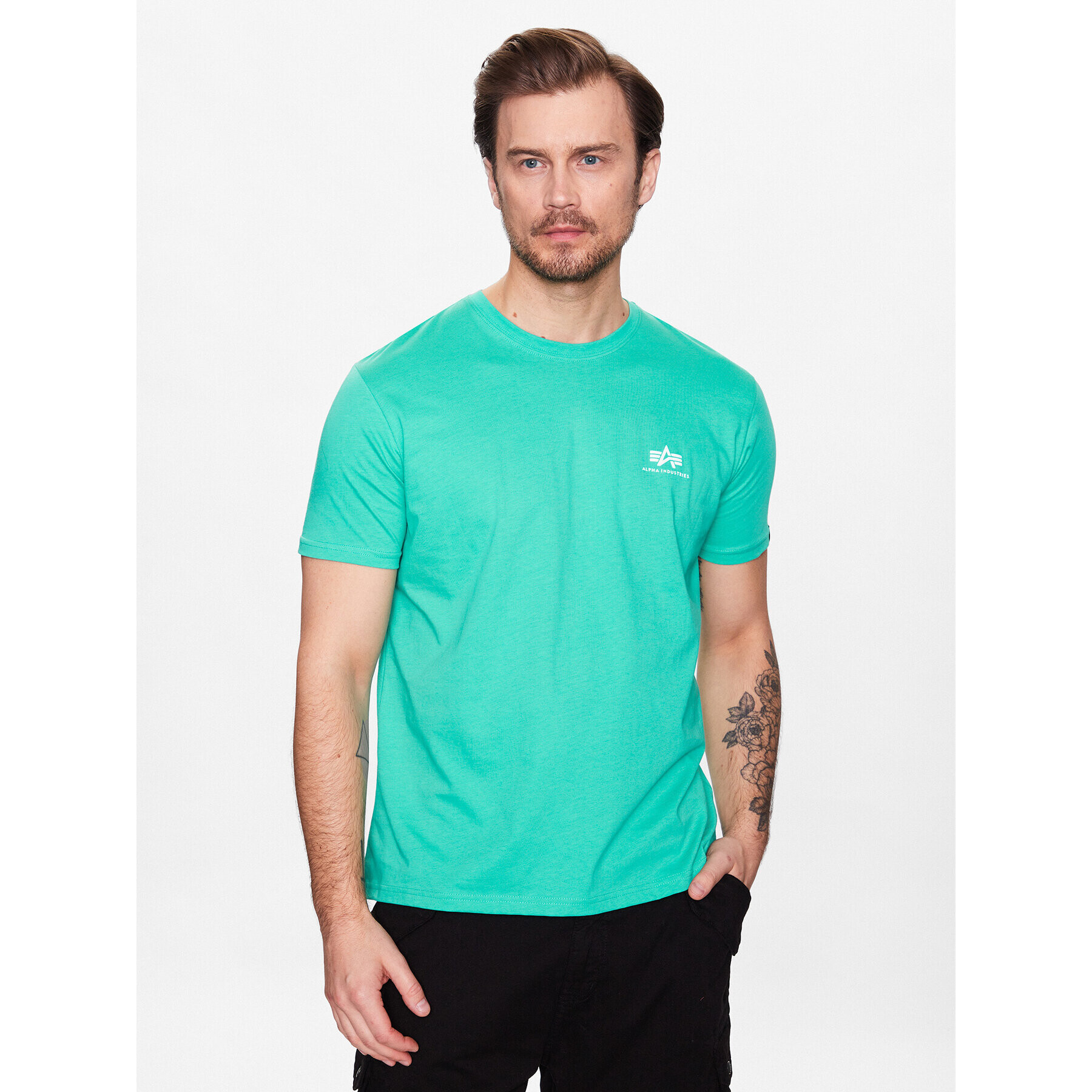 Alpha Industries Тишърт Basic T Small Logo 188505 Зелен Regular Fit - Pepit.bg