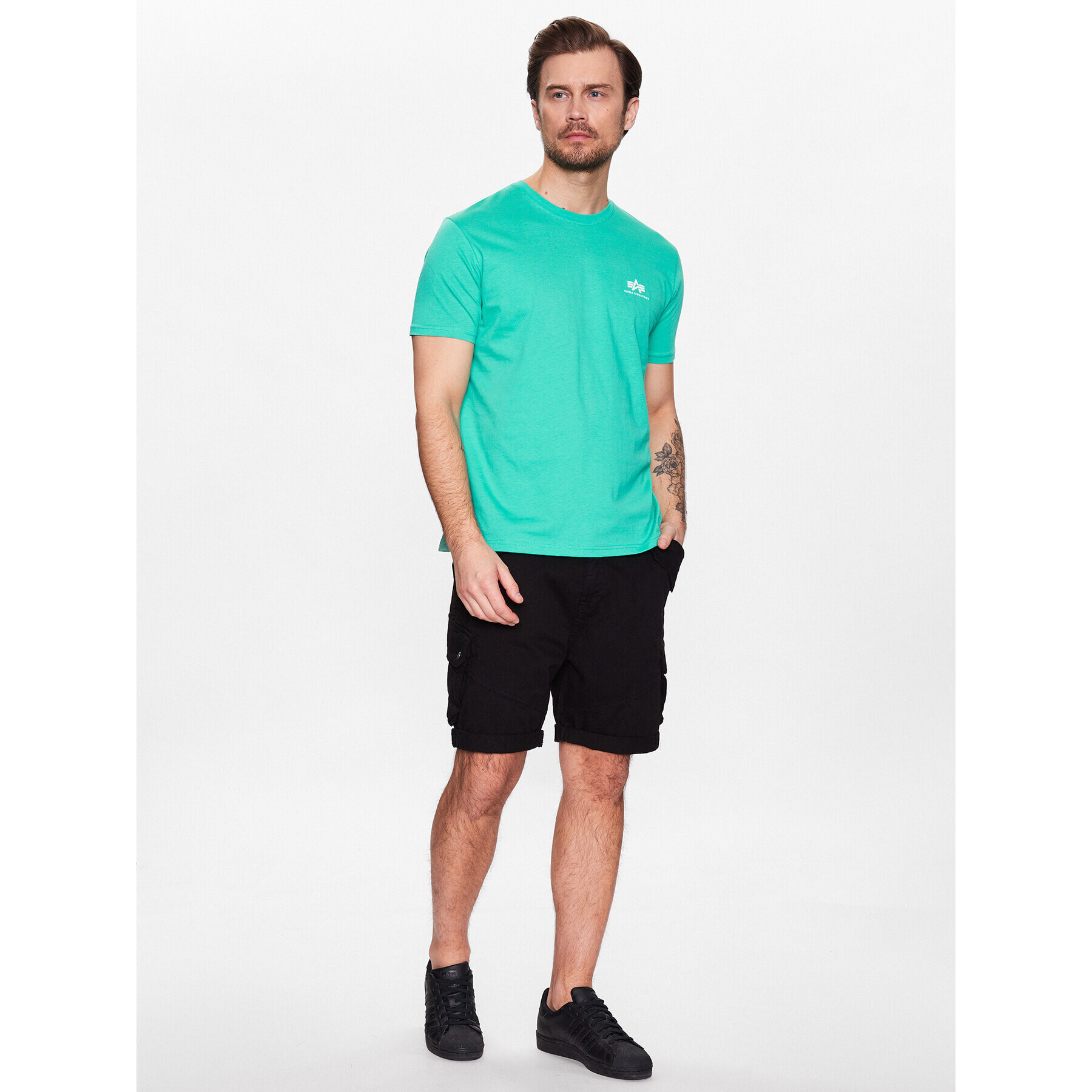 Alpha Industries Тишърт Basic T Small Logo 188505 Зелен Regular Fit - Pepit.bg