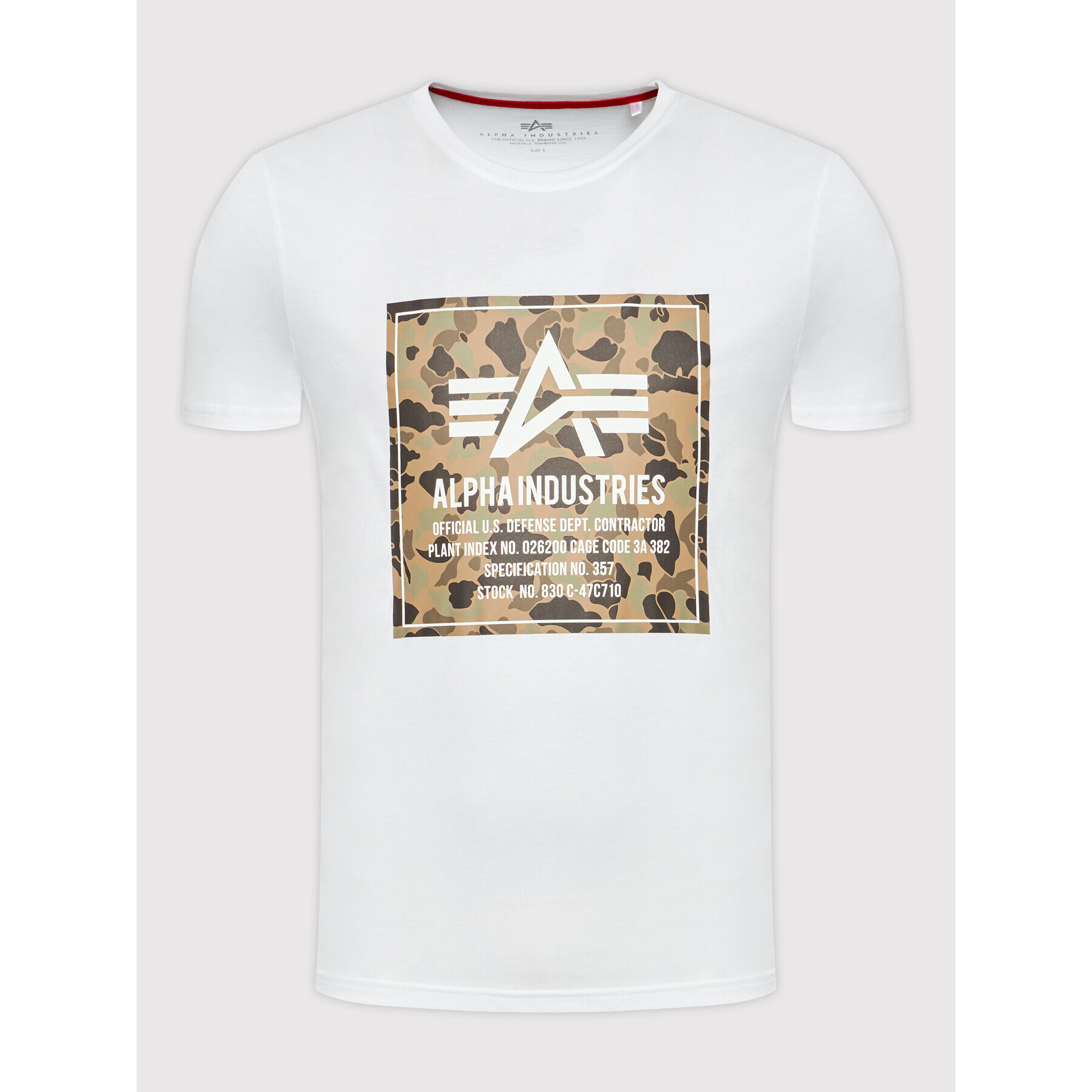 Alpha Industries Тишърт Camo 198504 Бял Regular Fit - Pepit.bg