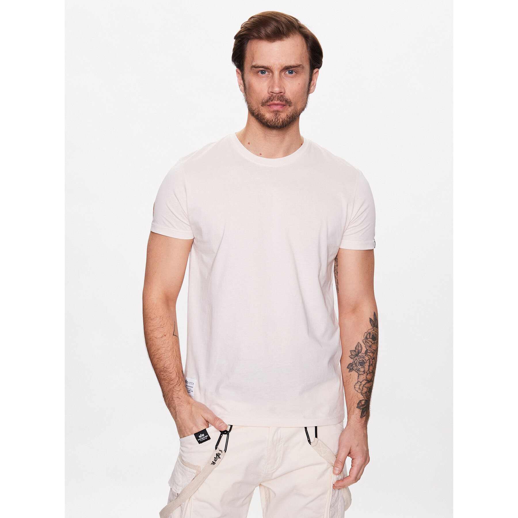 Alpha Industries Тишърт Dragon EMB T 136506 Екрю Regular Fit - Pepit.bg