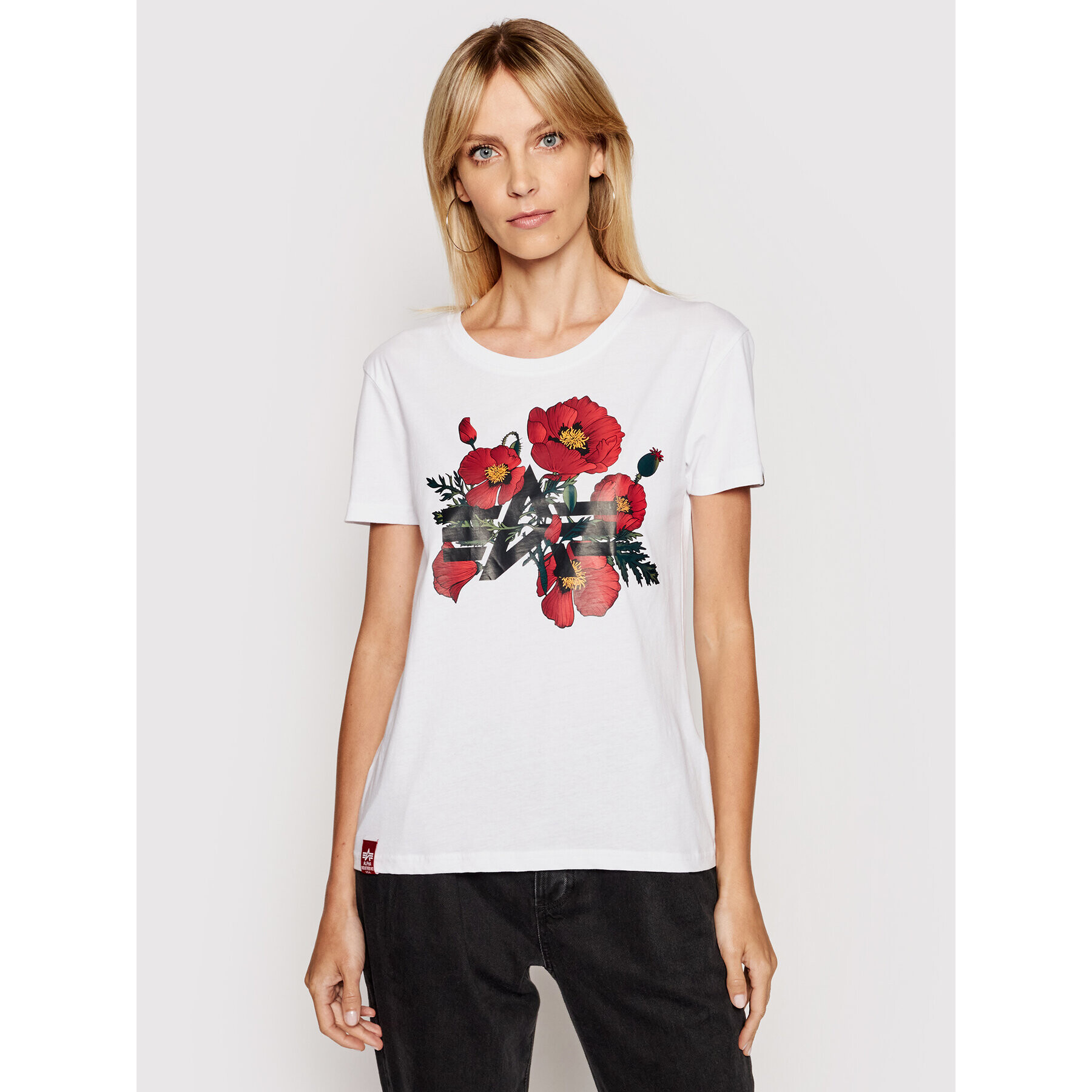 Alpha Industries Тишърт Flower Logo 126063 Бял Regular Fit - Pepit.bg
