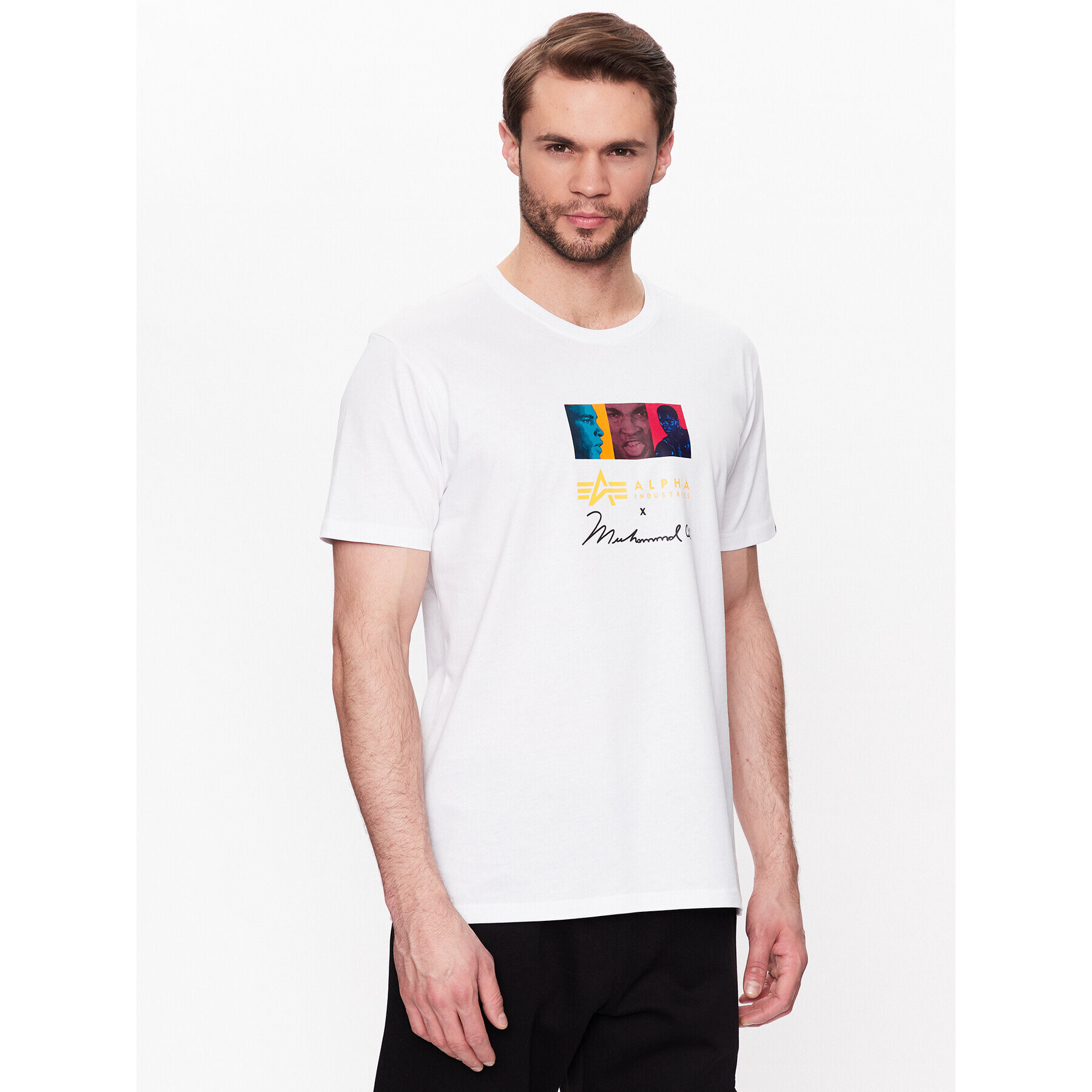 Alpha Industries Тишърт Muhammad Ali Pop Art 136518 Бял Regular Fit - Pepit.bg