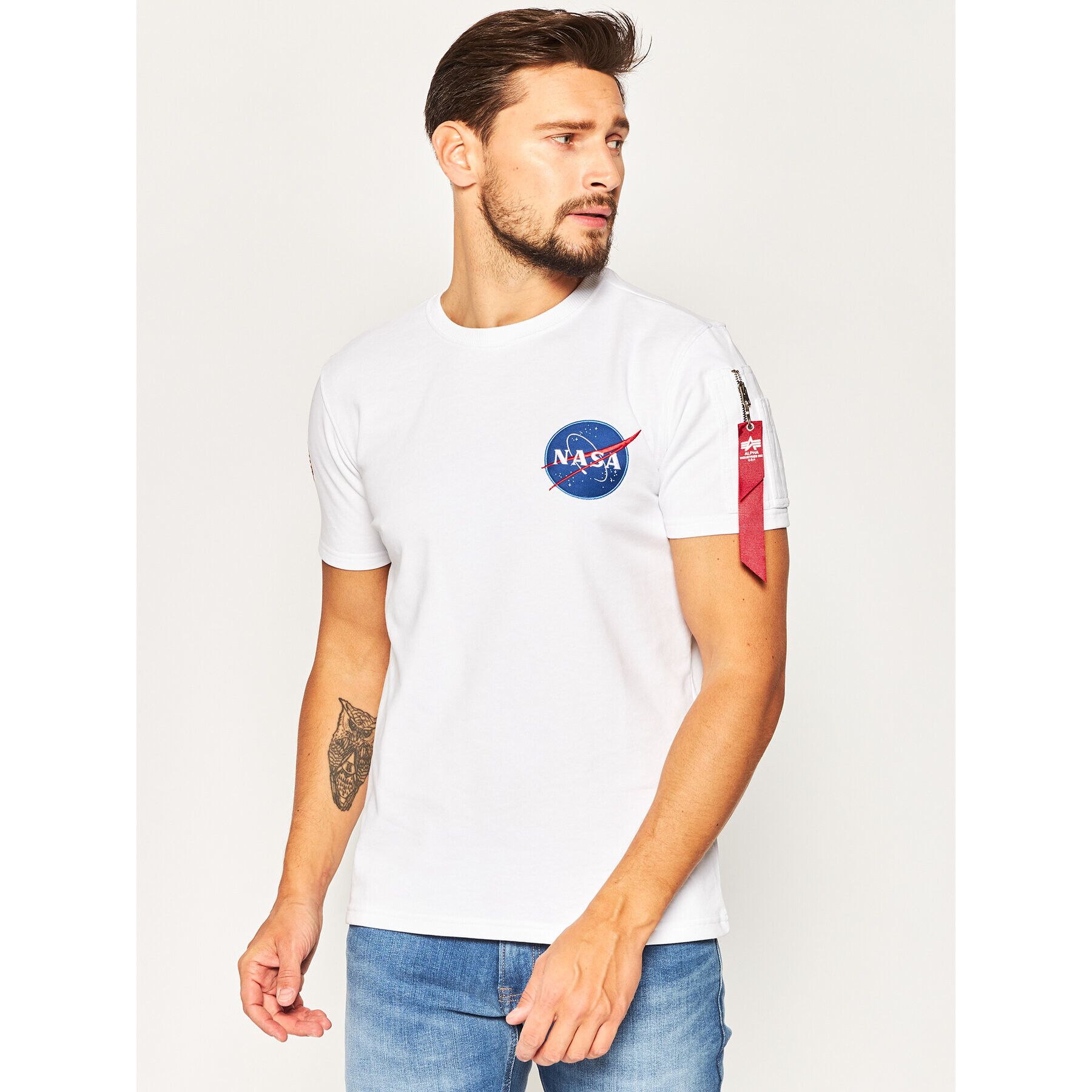 Alpha Industries Тишърт Nasa Heavy 188502 Бял Regular Fit - Pepit.bg